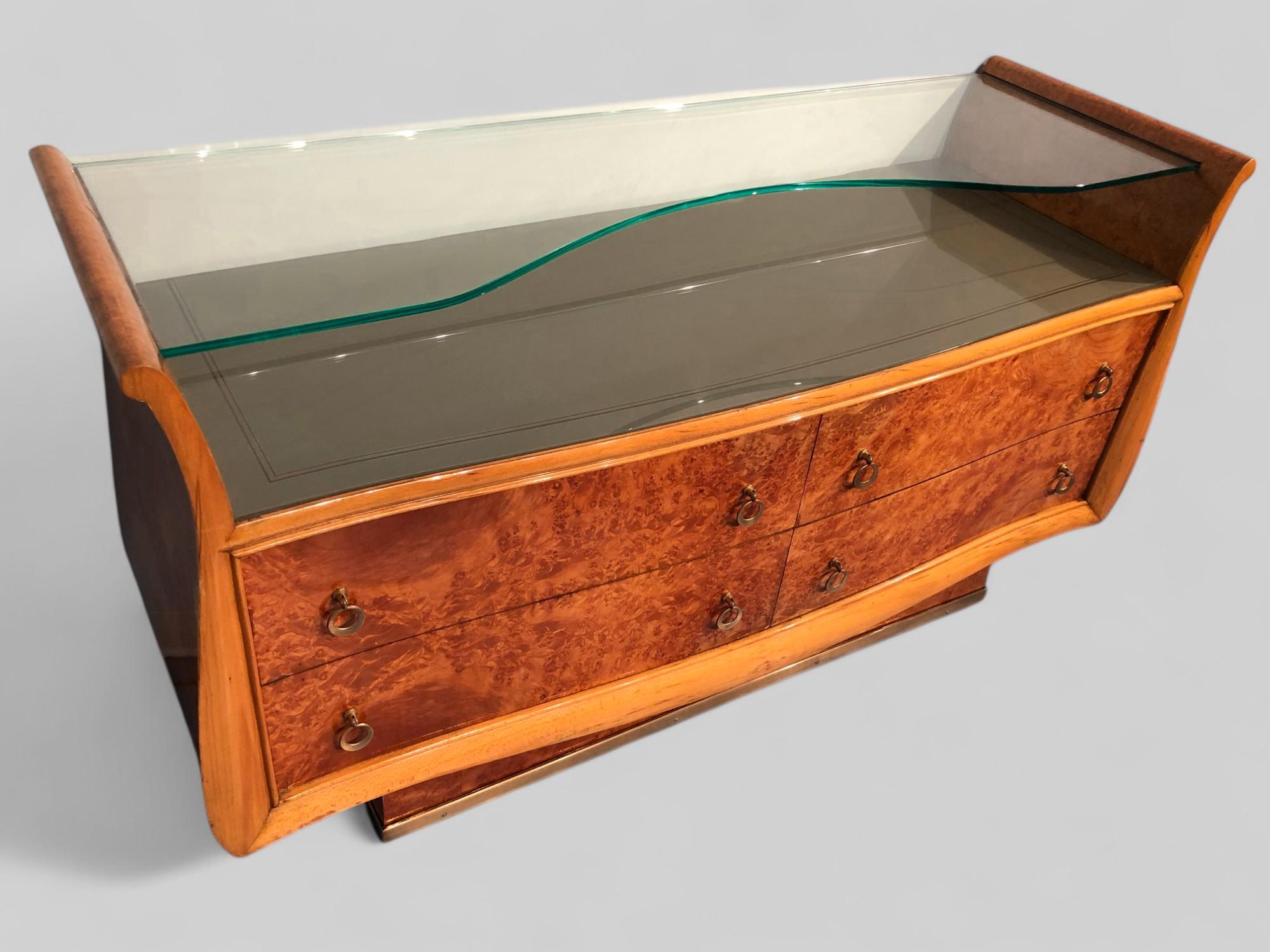 Italian Mid-Century Modern Chest of Drawers in Birch Briar Root, 1950s For Sale 7