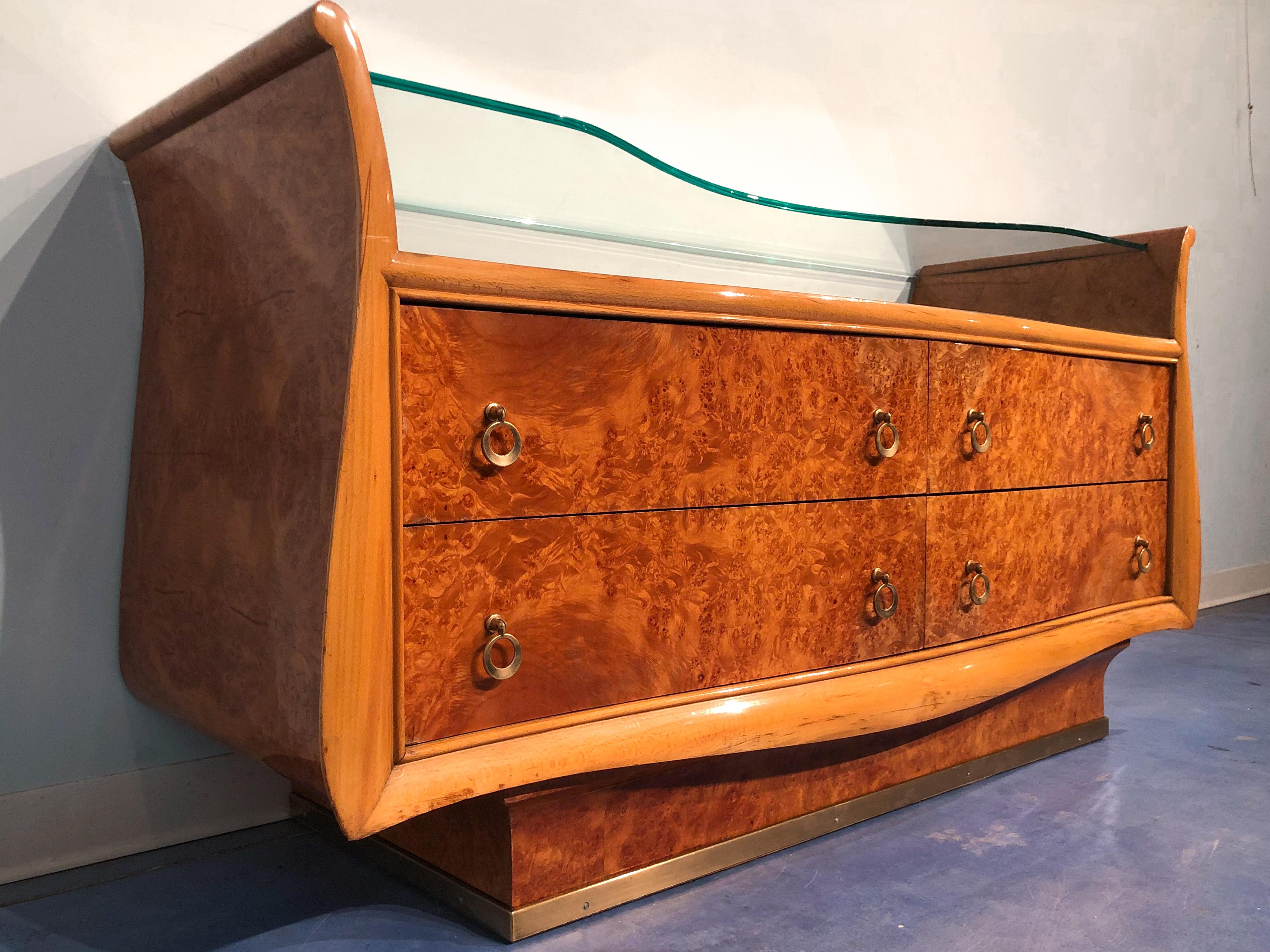 Italian Mid-Century Modern Chest of Drawers in Birch Briar Root, 1950s For Sale 10