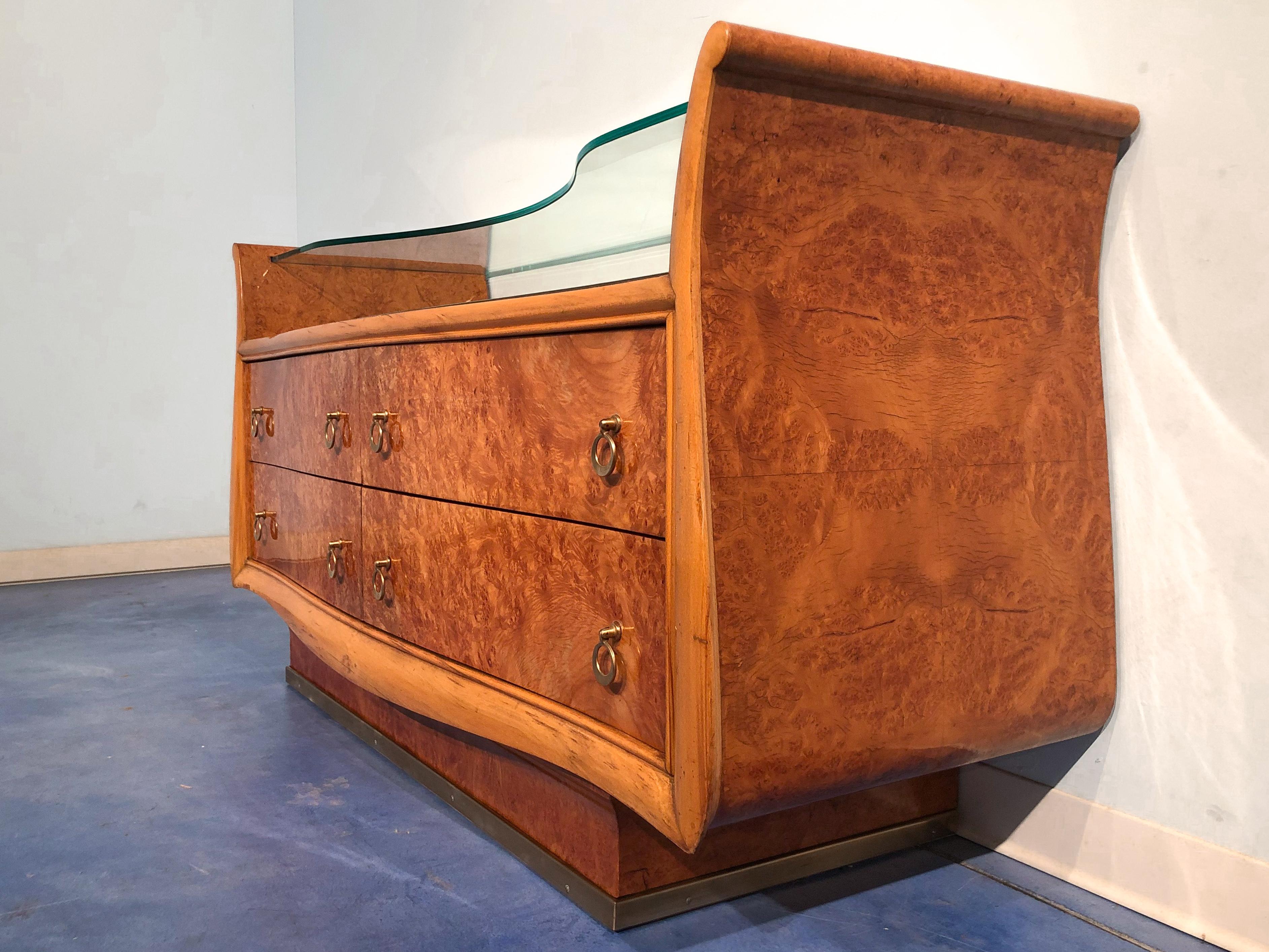 Italian Mid-Century Modern Chest of Drawers in Birch Briar Root, 1950s For Sale 12