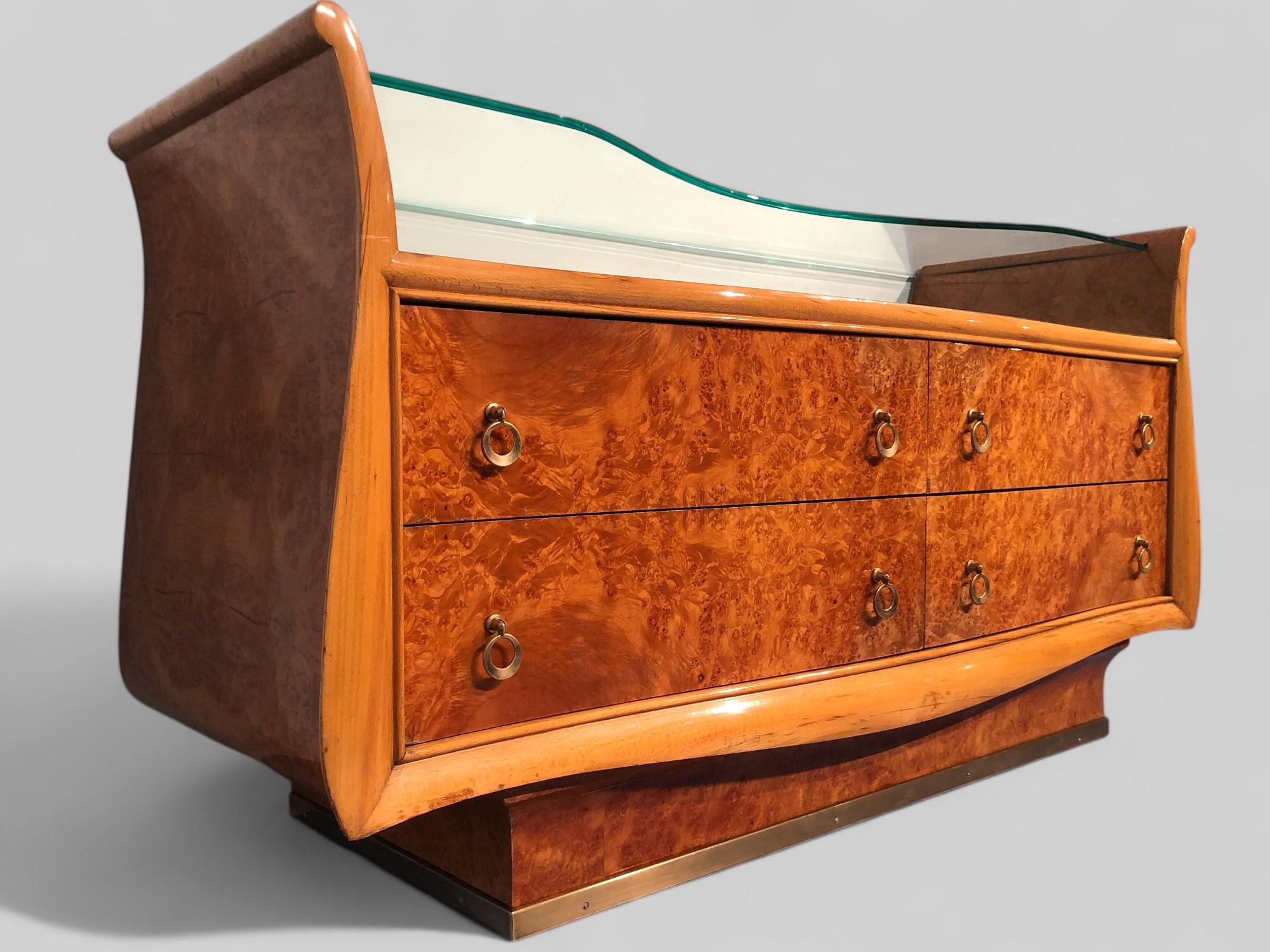 Italian Mid-Century Modern Chest of Drawers in Birch Briar Root, 1950s For Sale 12