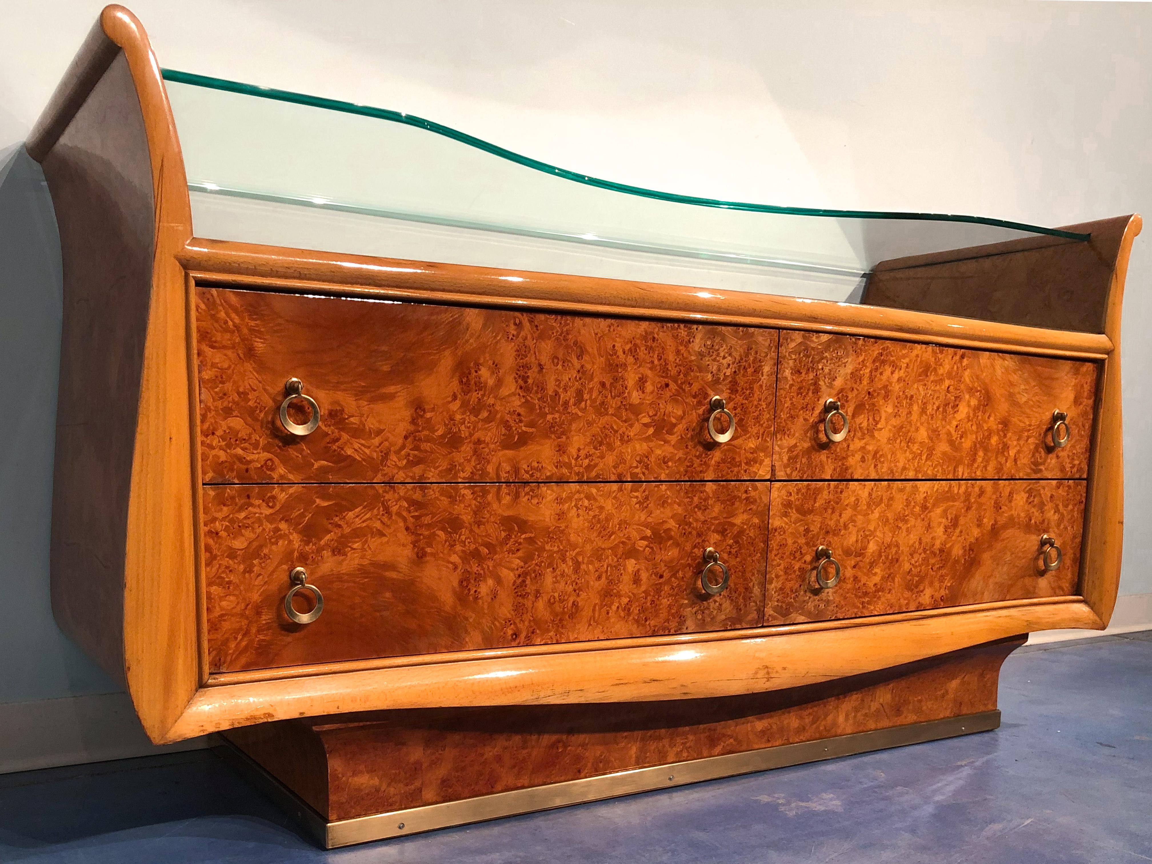 Italian Mid-Century Modern Chest of Drawers in Birch Briar Root, 1950s In Good Condition For Sale In Traversetolo, IT