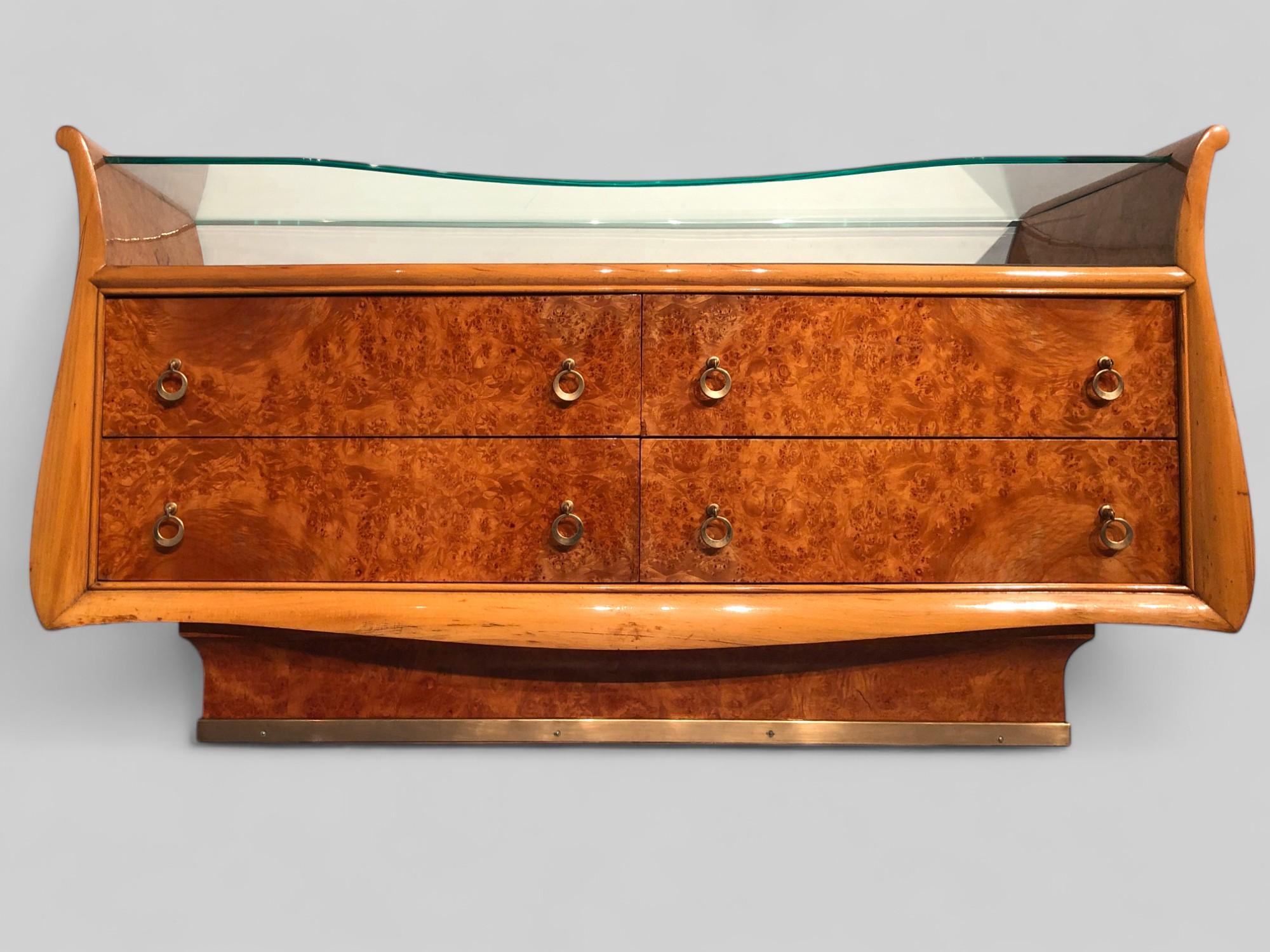 Italian Mid-Century Modern Chest of Drawers in Birch Briar Root, 1950s In Good Condition For Sale In Traversetolo, IT