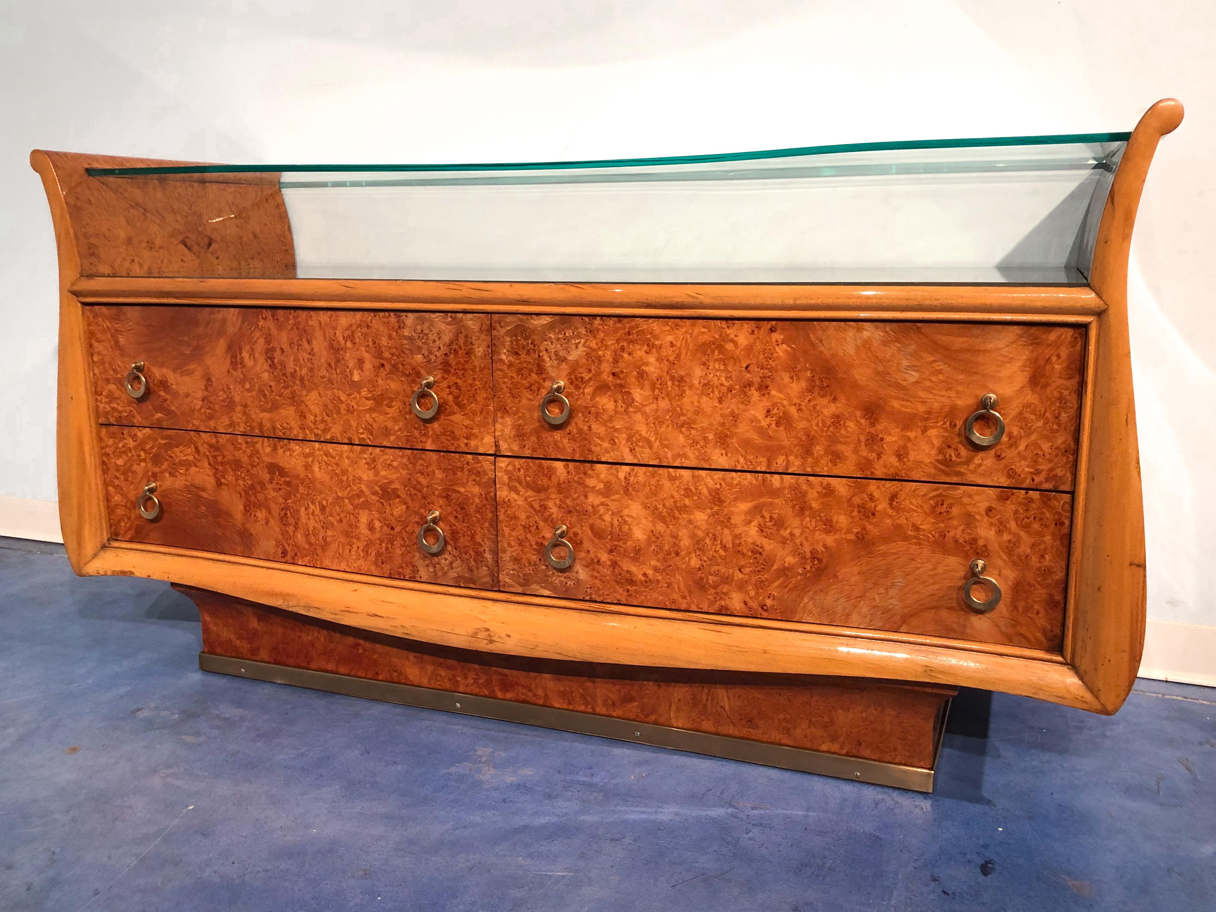 Mid-20th Century Italian Mid-Century Modern Chest of Drawers in Birch Briar Root, 1950s For Sale