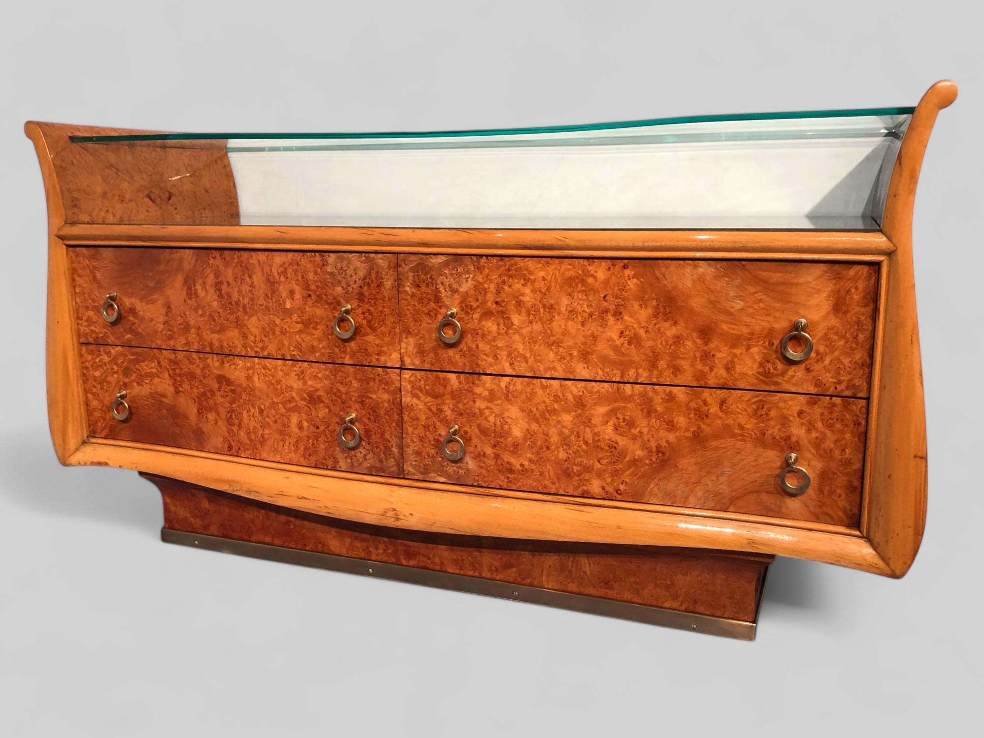Italian Mid-Century Modern Chest of Drawers in Birch Briar Root, 1950s For Sale 1