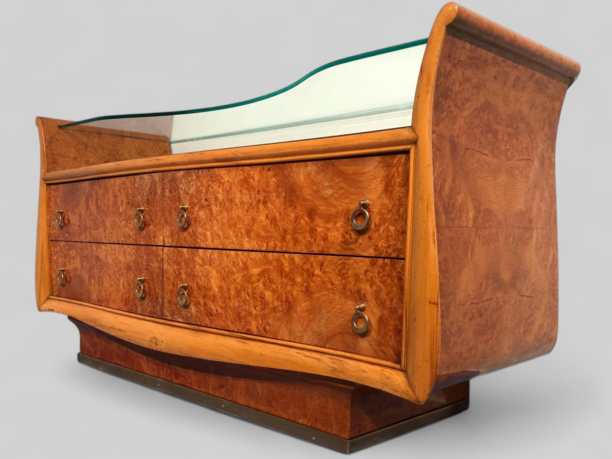 Italian Mid-Century Modern Chest of Drawers in Birch Briar Root, 1950s For Sale 2