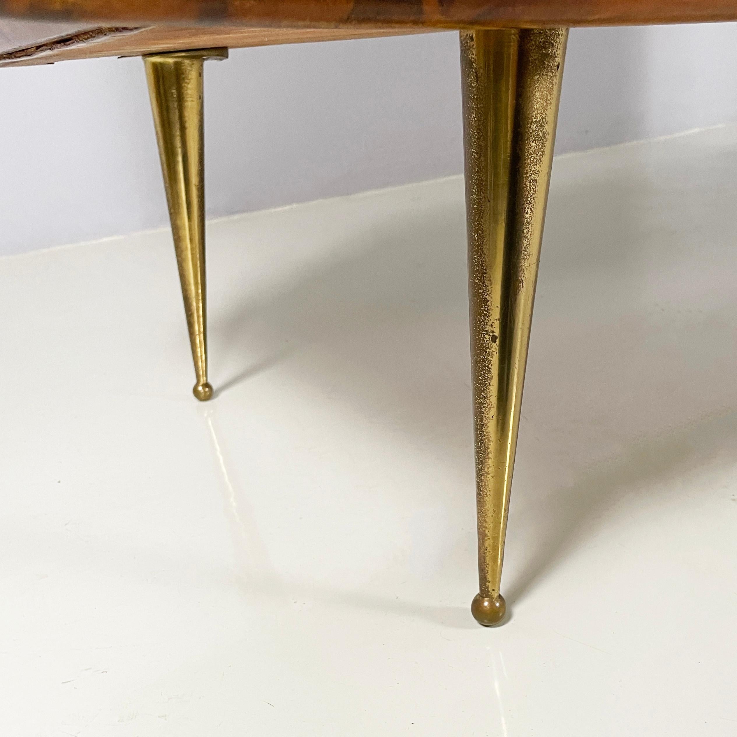 Cassettiera italiana di metà secolo in legno, vetro e ottone, anni '50 in vendita 9