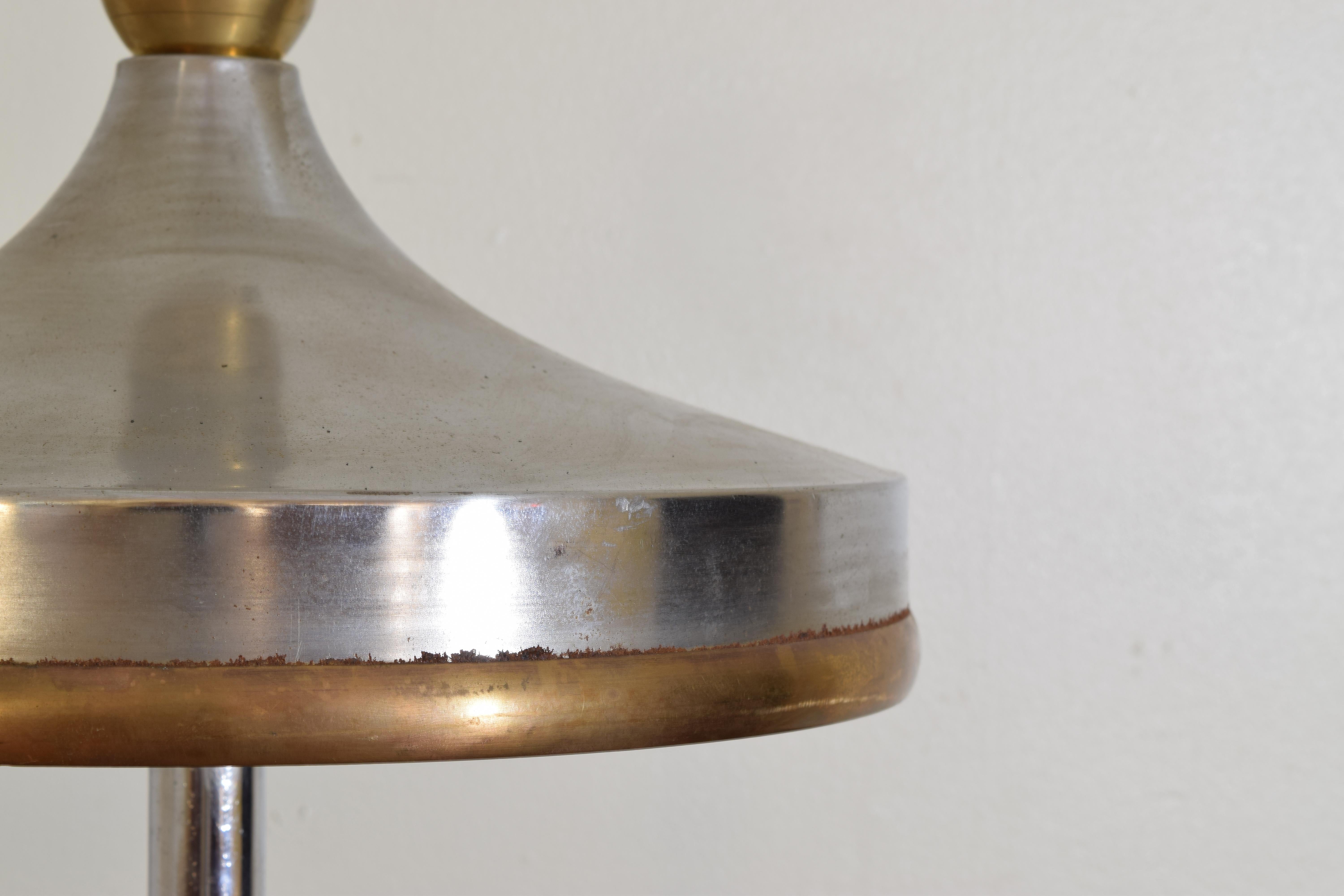 Mid-20th Century Italian Mid Century Modern Chrome and Brass Table Lamp, early 2nd half 20th cen. For Sale