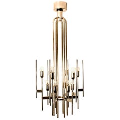 Italian Mid-Century Modern Chrome Chandelier by Gaetano Sciolari, 1960s