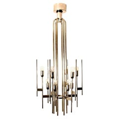 Vintage Italian Mid-Century Modern Chrome Chandelier by Gaetano Sciolari, 1960s