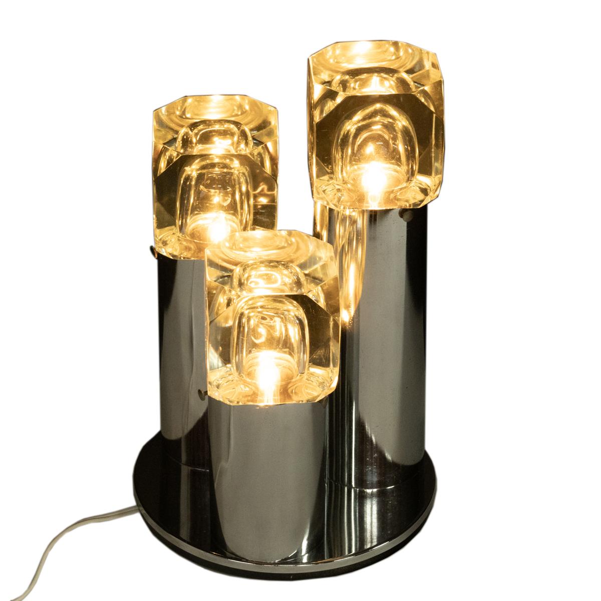 Italienische Mid-Century-Modern-Eiswürfel-Tischlampe aus Chromglas von Gaetano Sciolari  im Angebot 4