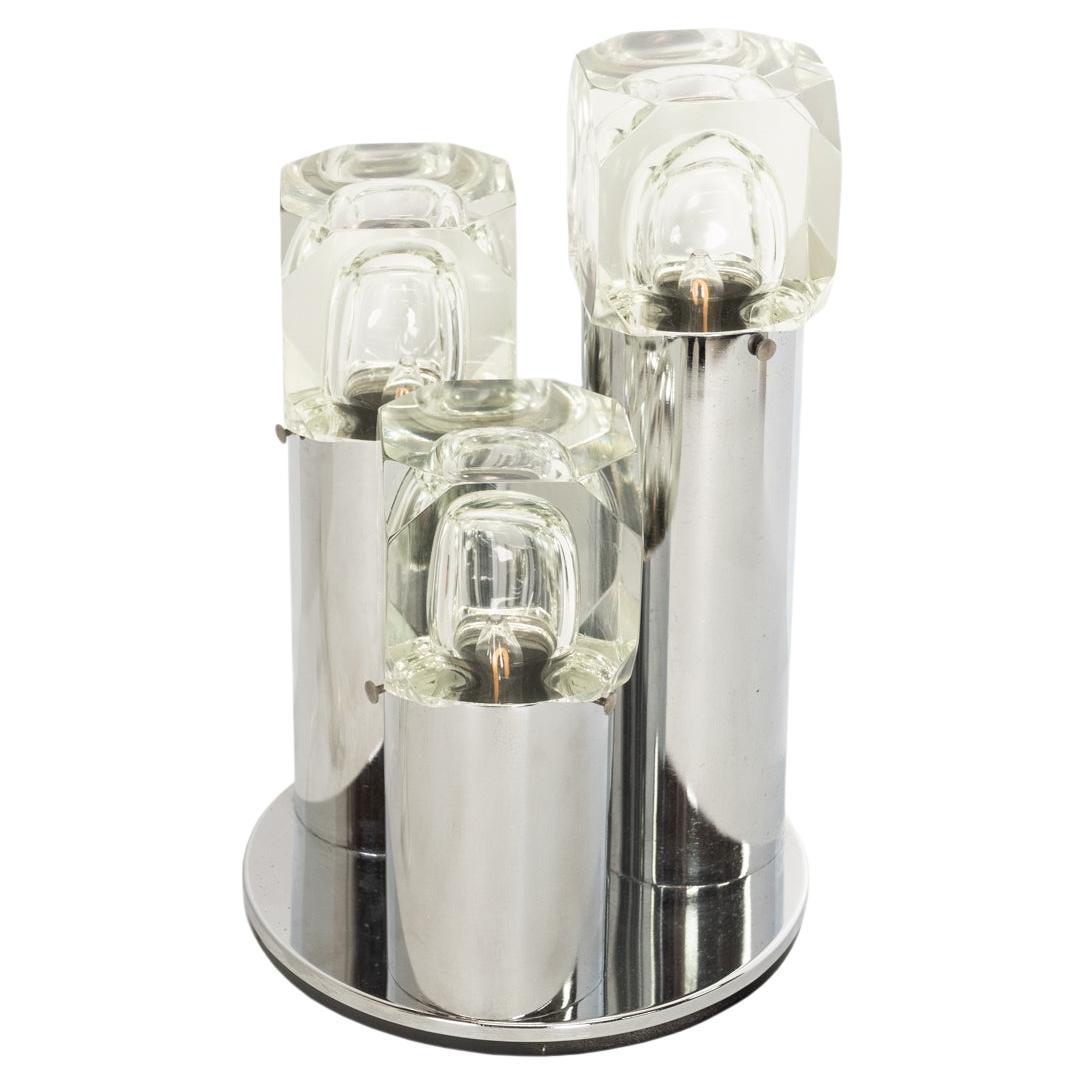 Italienische Mid-Century-Modern-Eiswürfel-Tischlampe aus Chromglas von Gaetano Sciolari  im Angebot