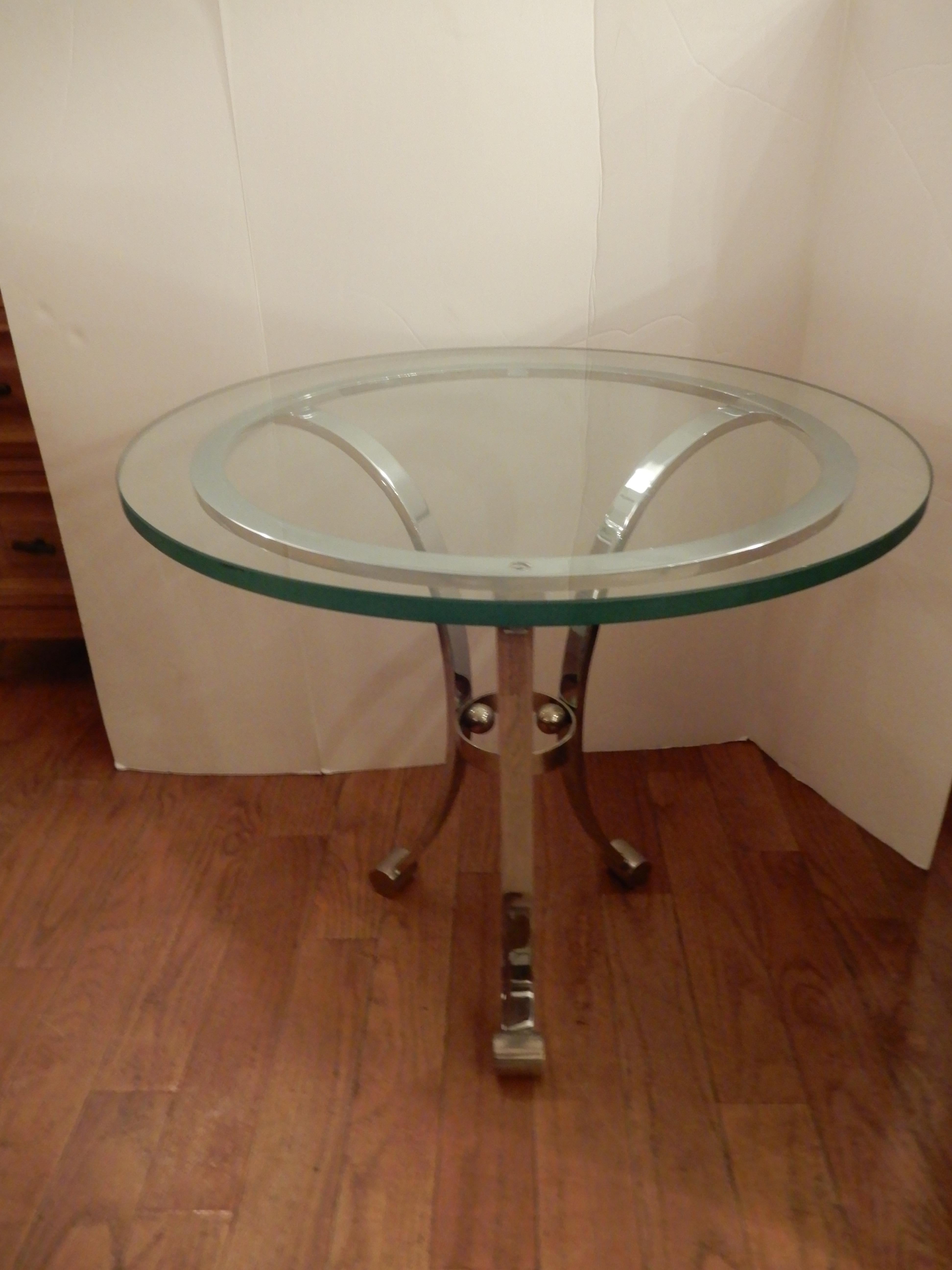 20th Century Italian Mid-Century Modern Chrome and Glass Side Table End Table