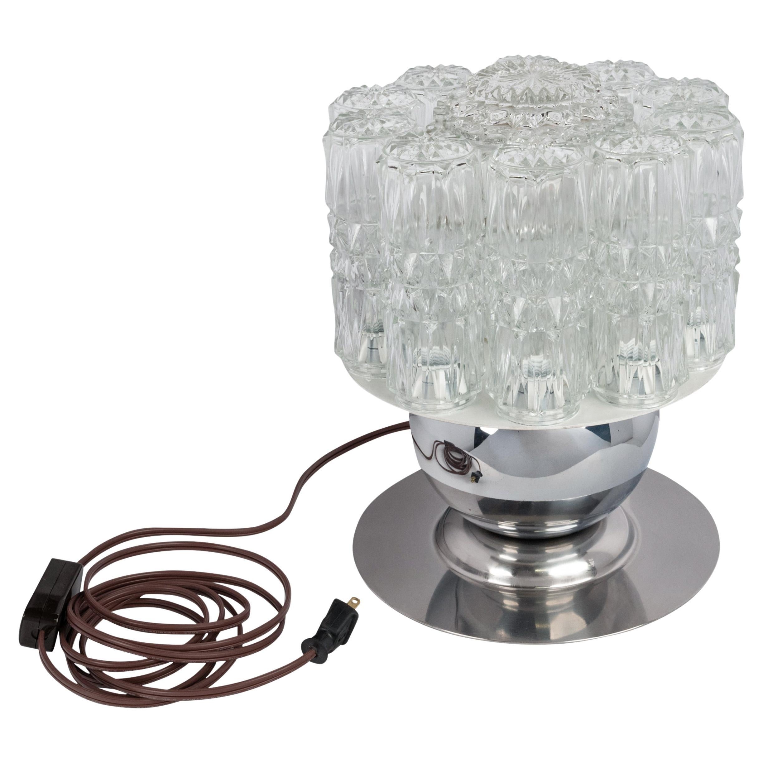 Mid-Century moderno Lampada da tavolo in vetro cromato italiana del Mid Century Modern Sciolari Venini Murano 1960 in vendita