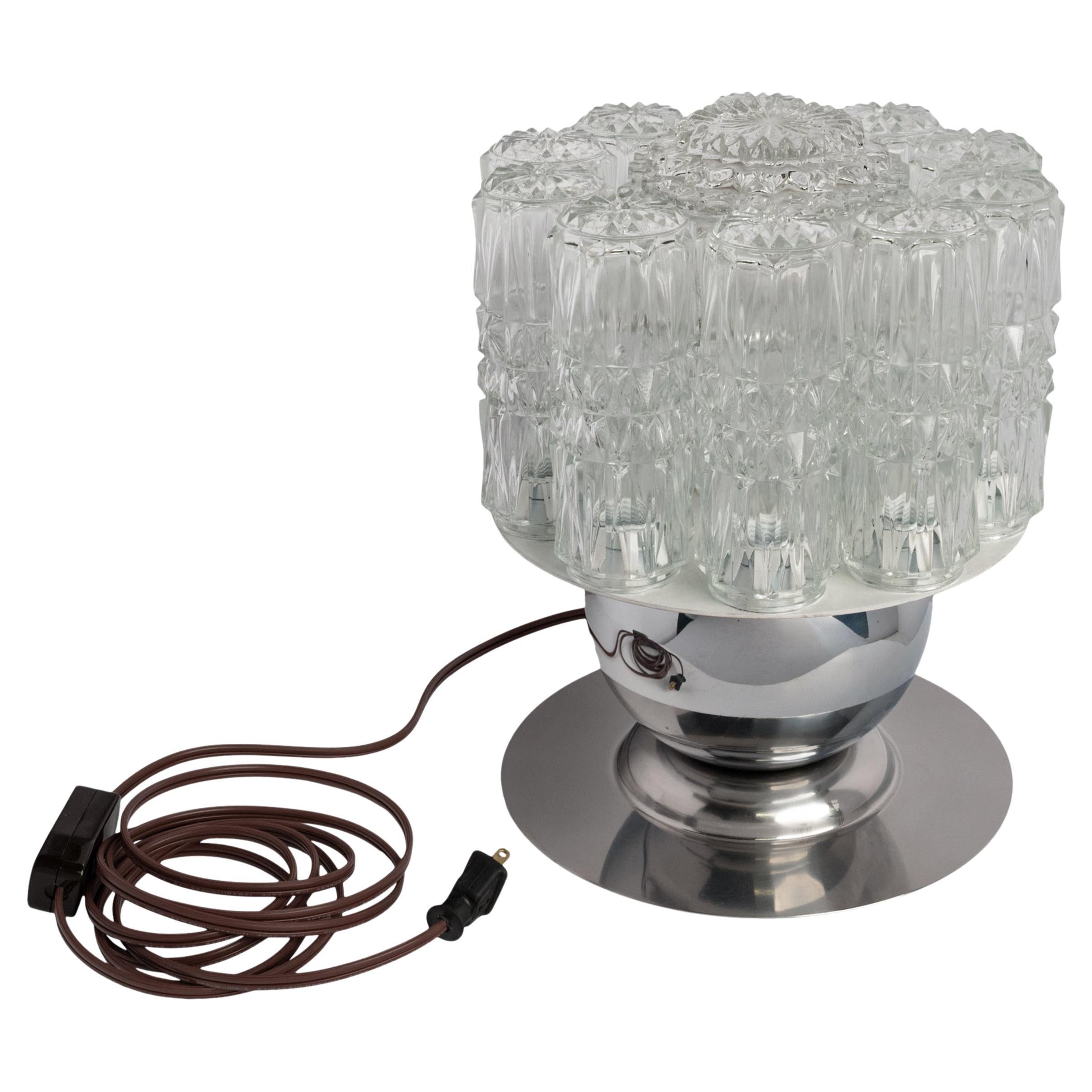 Italiano Lampada da tavolo in vetro cromato italiana del Mid Century Modern Sciolari Venini Murano 1960 in vendita