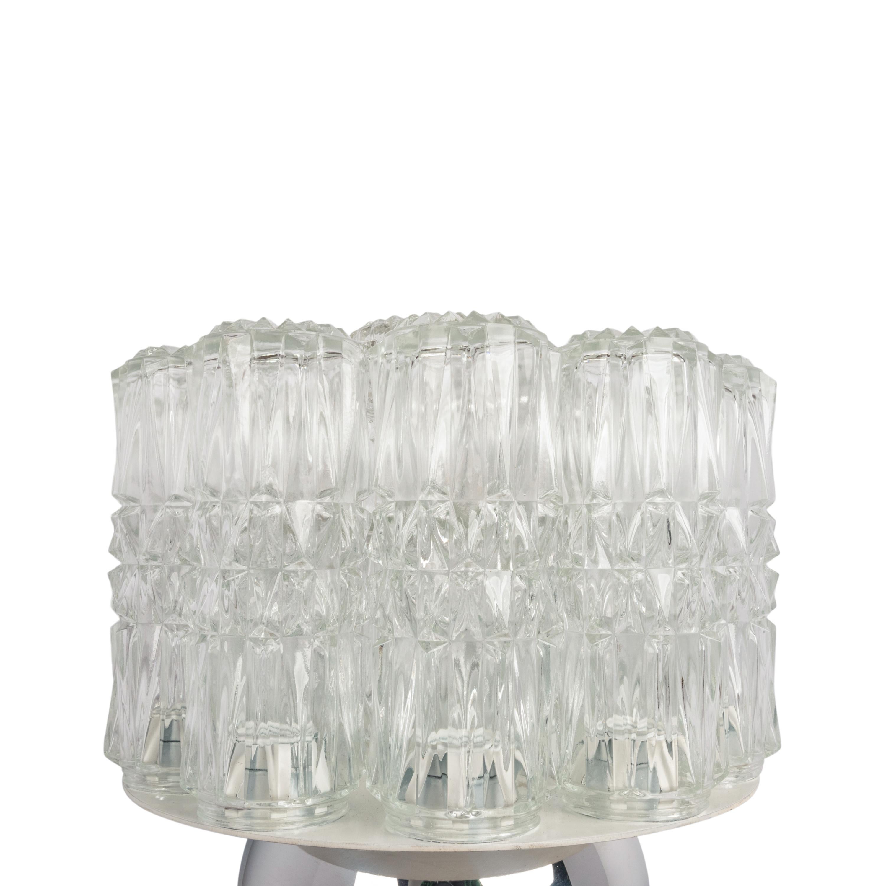 XX secolo Lampada da tavolo in vetro cromato italiana del Mid Century Modern Sciolari Venini Murano 1960 in vendita