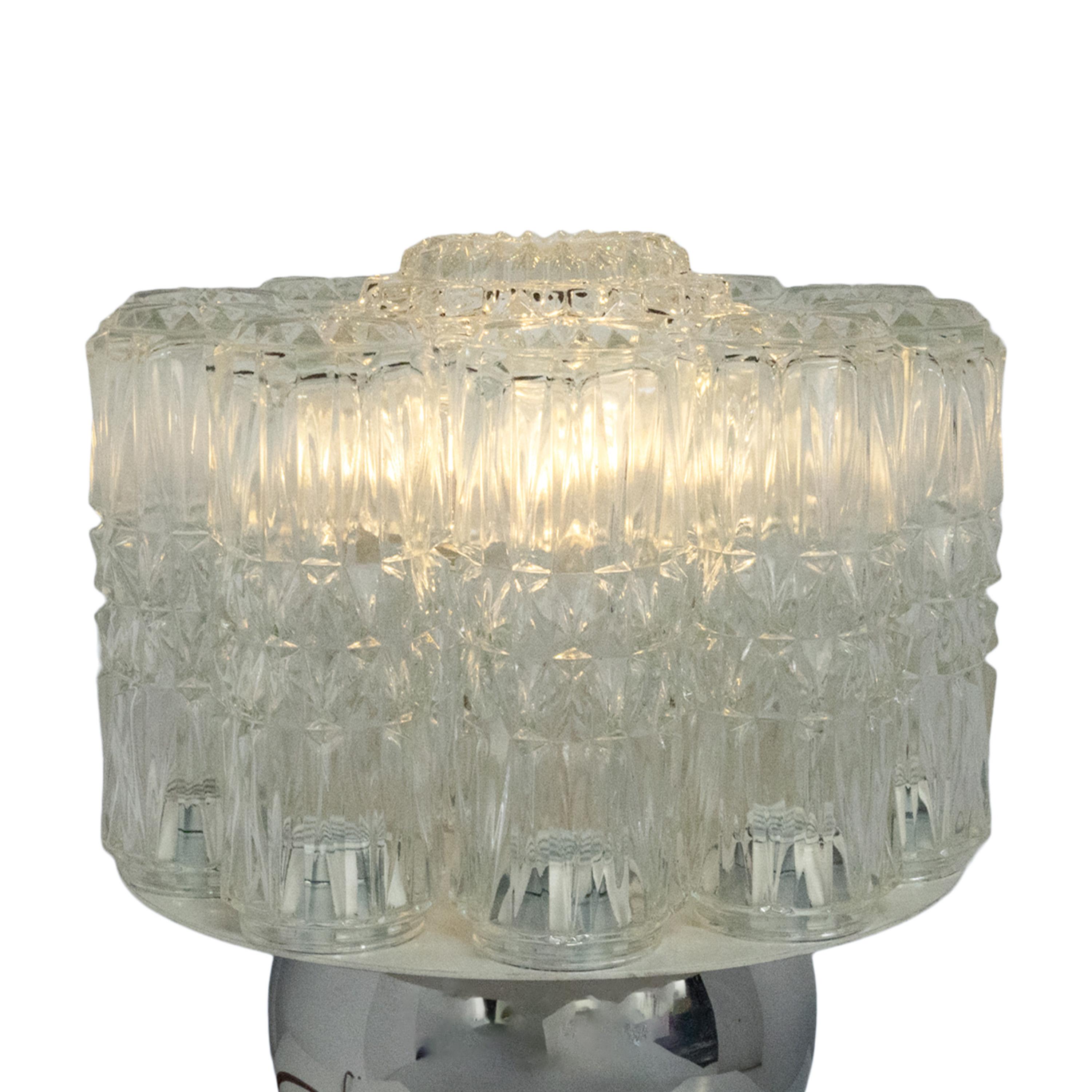 Cromo Lampada da tavolo in vetro cromato italiana del Mid Century Modern Sciolari Venini Murano 1960 in vendita