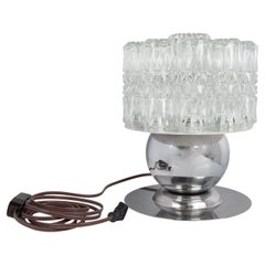 Italian Mid Century Modern Chrome Glass Table Lamp Sciolari Venini Murano 1960