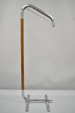 Italian Mid-Century Modern Chrome Metal Clothing Rack Clothes Valet Hanger B