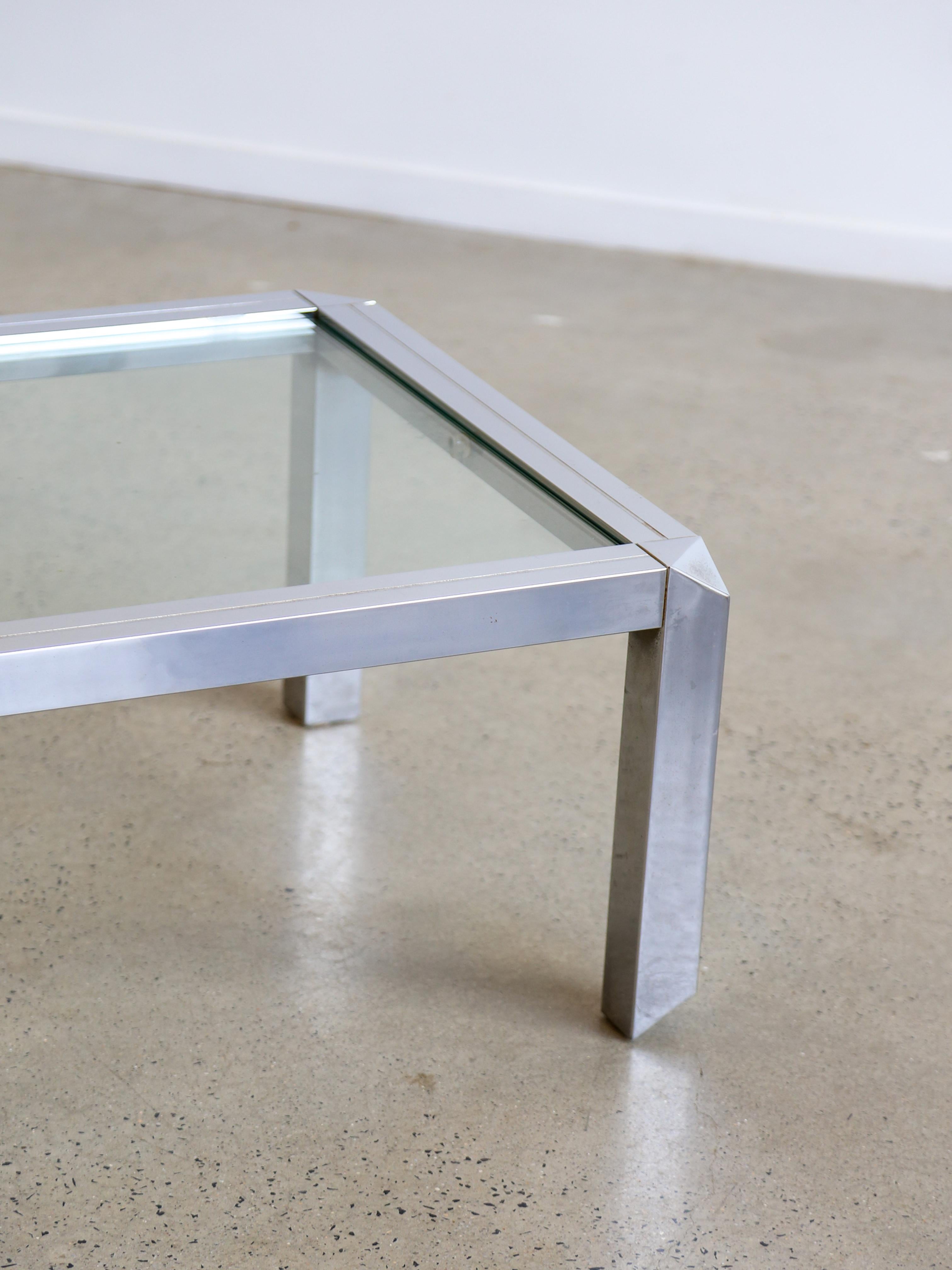 Mid-Century Modern Italian Mid Century Modern Chrome & Smoked Glass Square Coffee Table For Sale