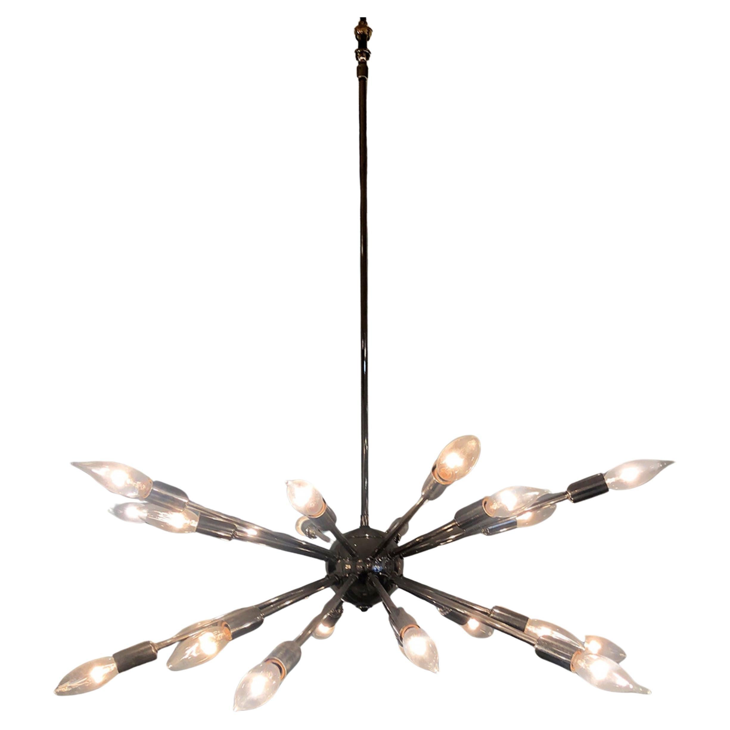 Italian Mid-Century Modern Chrome "Sputnik" Chandelier