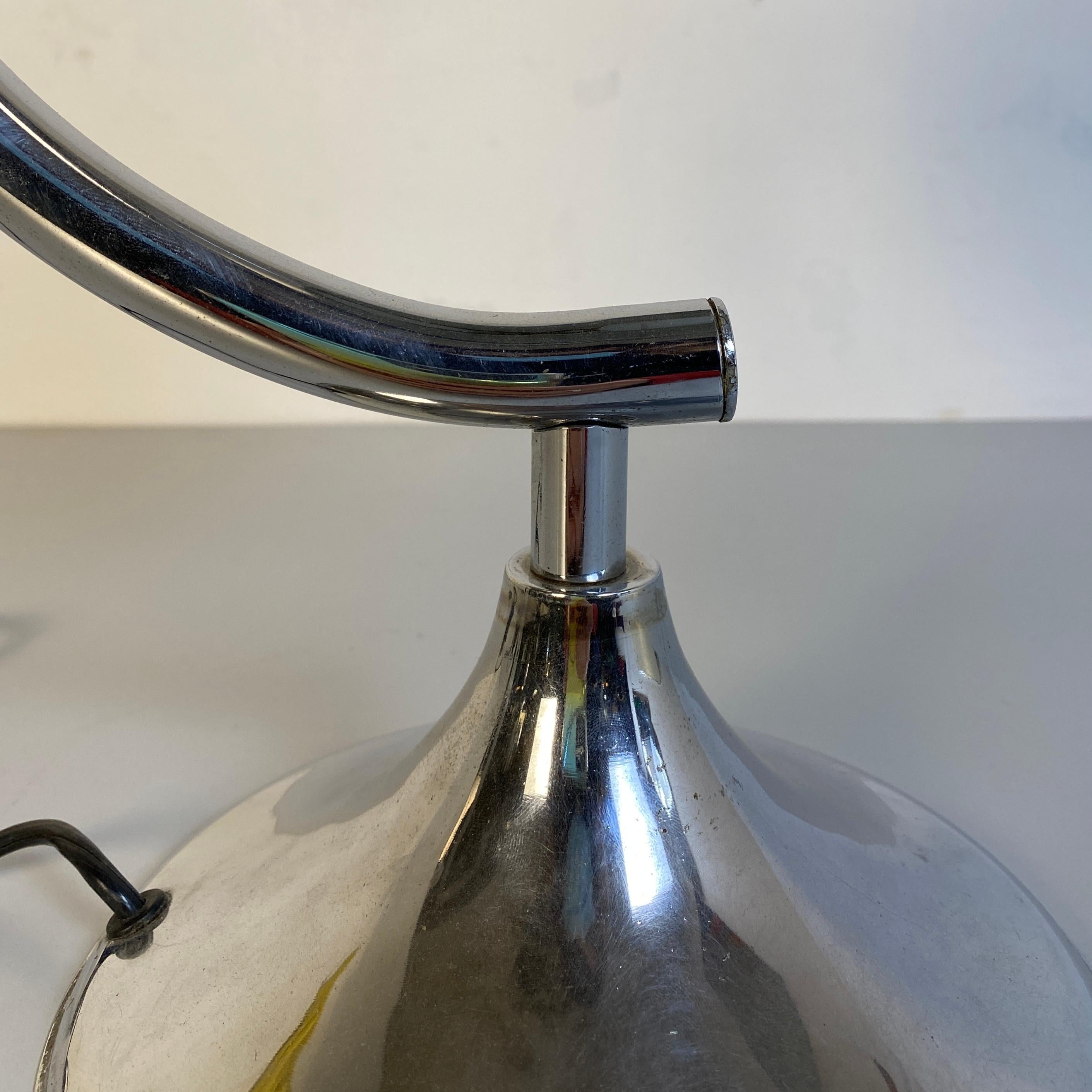 Italian Mid-Century Modern Chrome Table Lamp with Semi-Circular Structure, 1970s 2