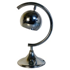 Italian Mid-Century Modern Chrome Table Lamp with Semi-Circular Structure, 1970s
