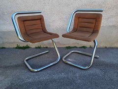 Chaises « S » tubulaires chromées mi-siècle modernes, Italie, années 70