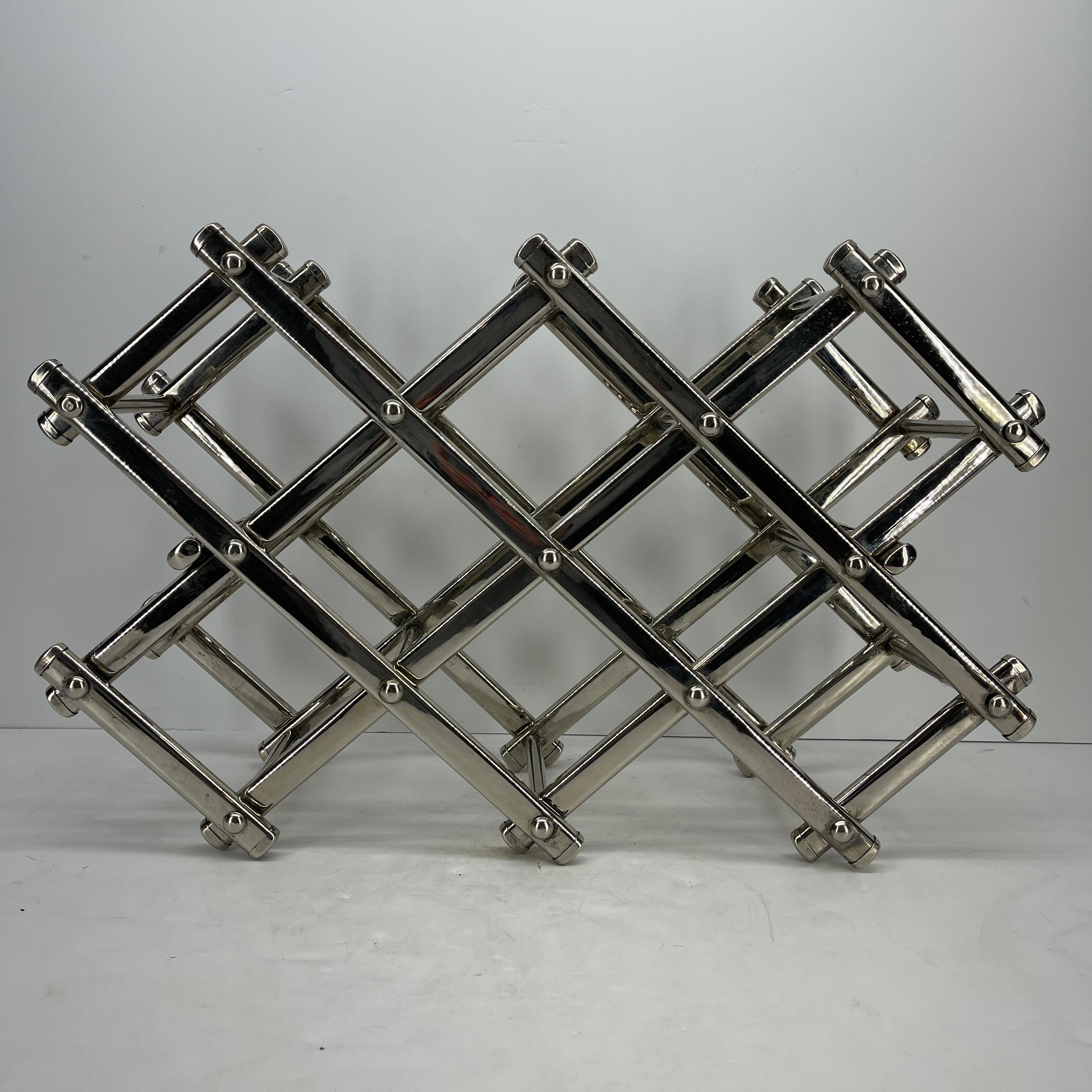 Italian Mid-Century Modern Chrome Wine Rack 9