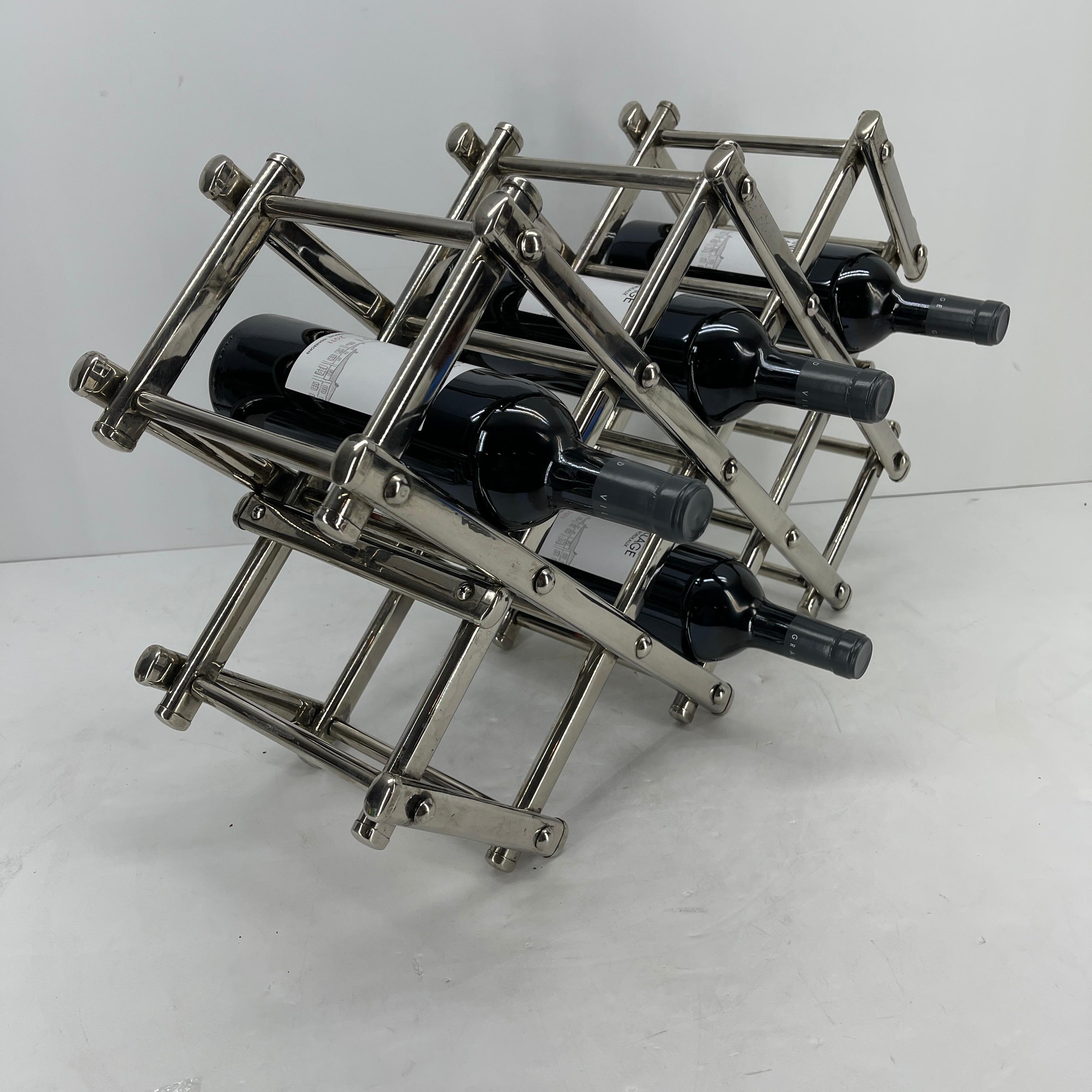 Italian Mid-Century Modern Chrome Wine Rack 3