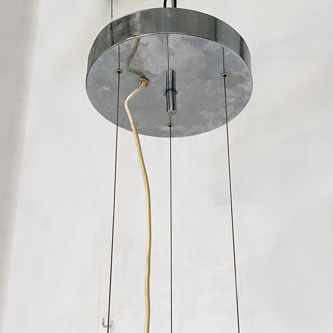 Italian Mid-Century Modern Chromed Chandelier with Steel Bands, 1970s In Good Condition In MIlano, IT