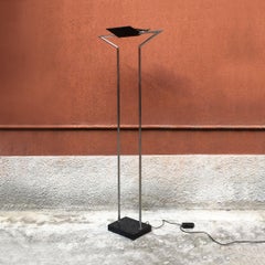 Italian Mid-Century Modern Chromed Floor Lamps with Marquinia Marble, 1980s