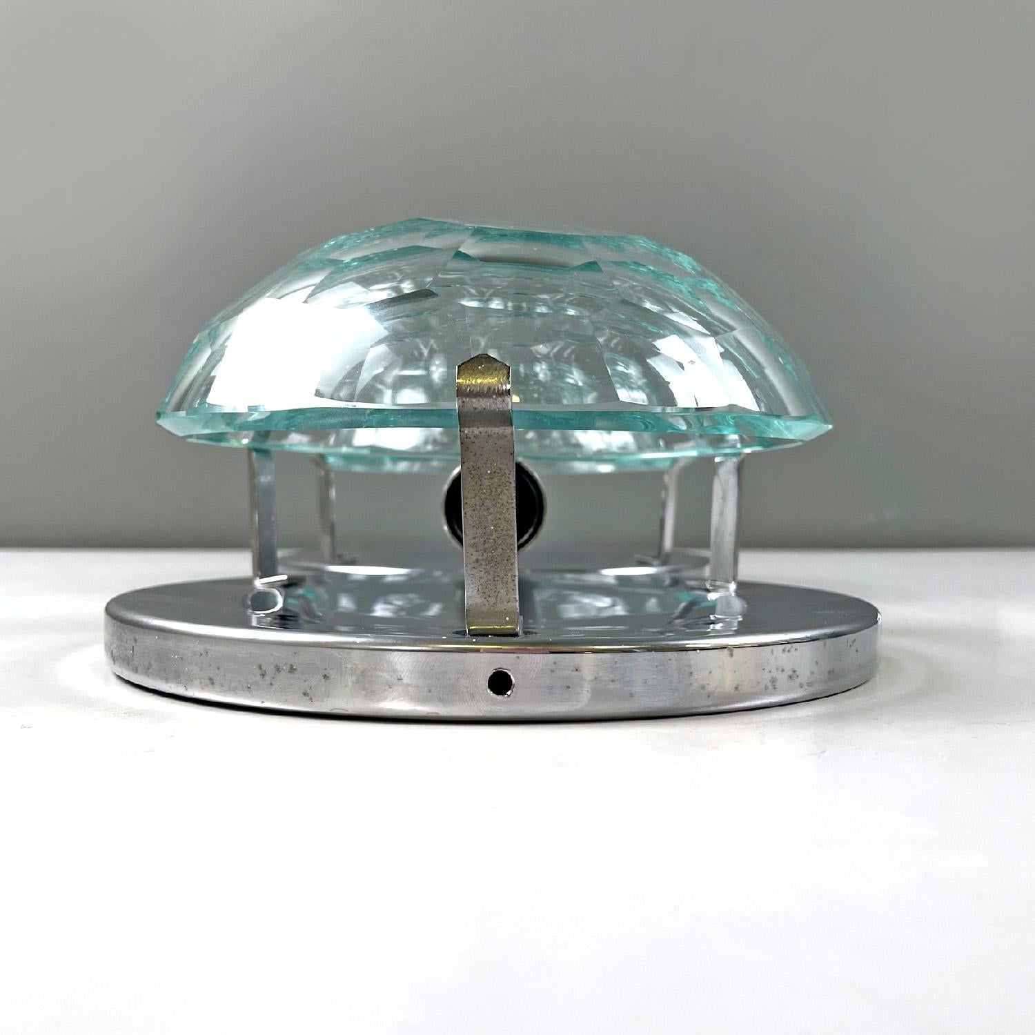 Italian mid-century modern chromed metal and faceted glass wall lights, 1960s For Sale 2