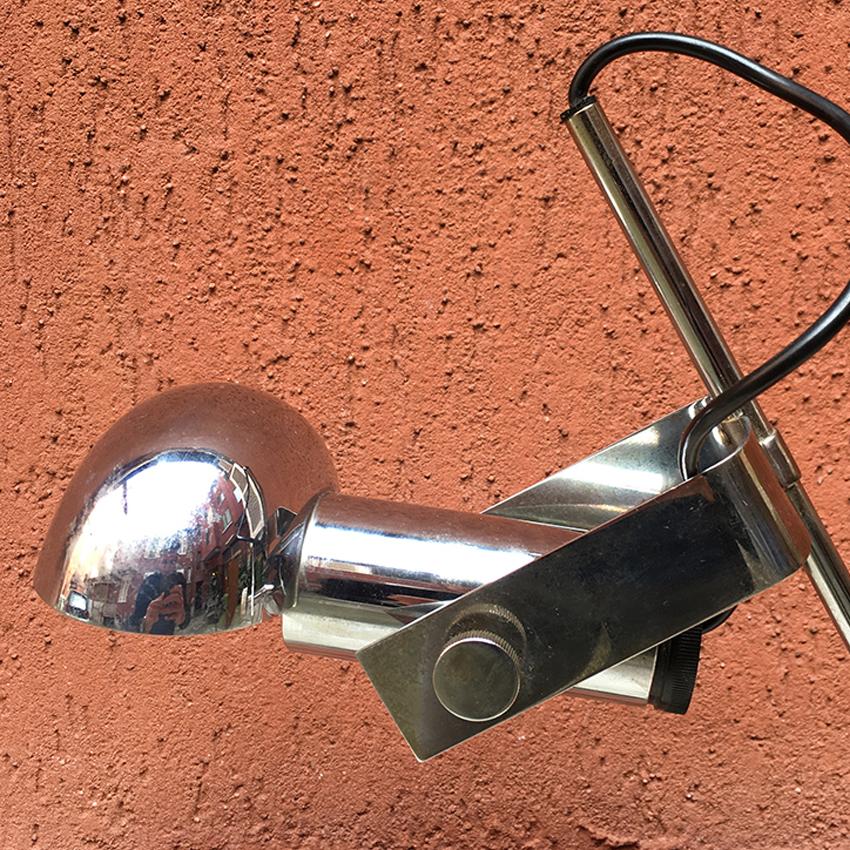 Metal Italian Mid-Century Modern Chromed Steel Lamp by Robert Sonneman for Luci, 1970s