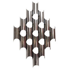 Italian Mid-Century Modern Chromed Steel Wall Lamp with Repeated Motif, 1970s