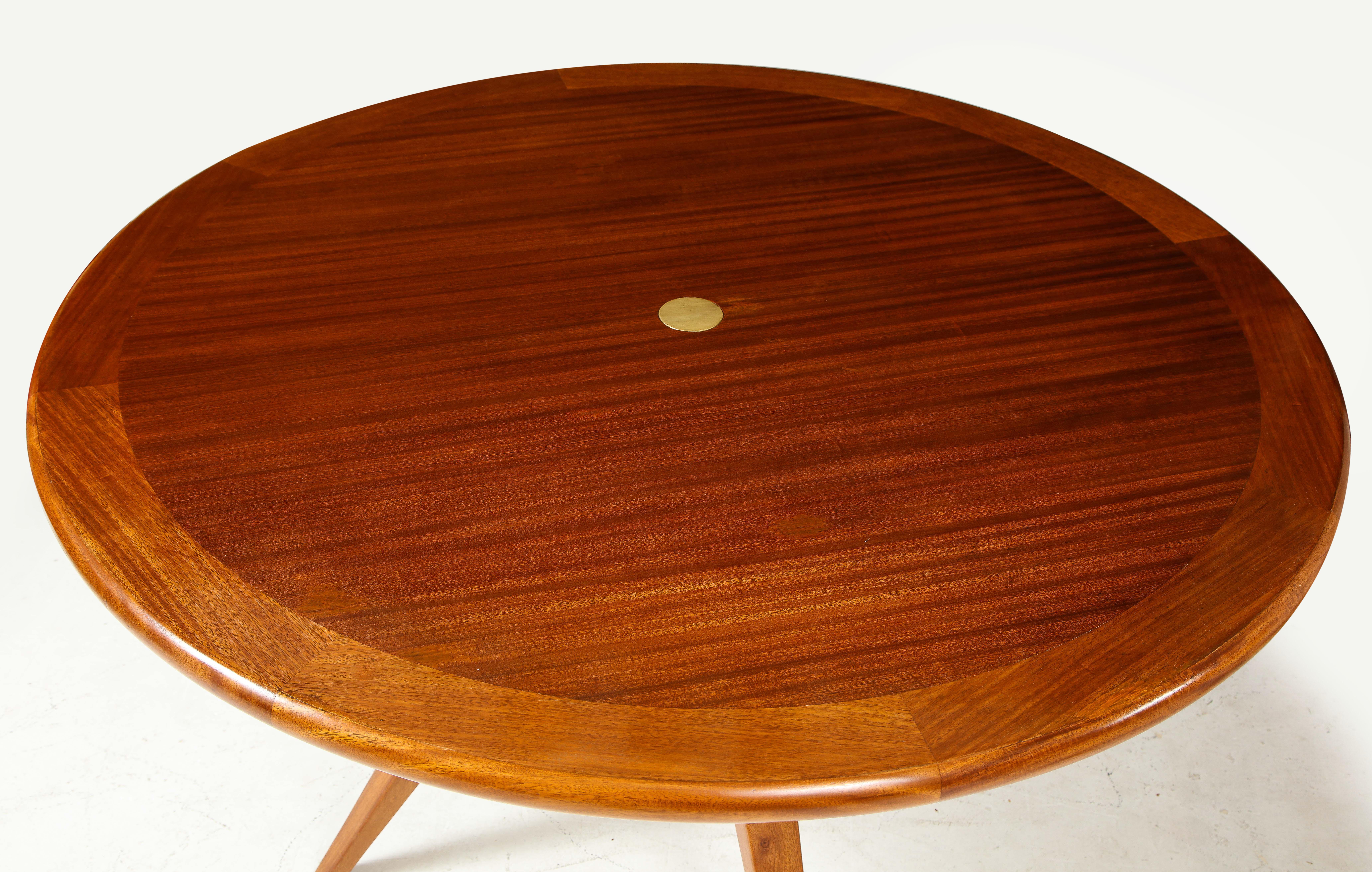 Mahogany Italian Mid-Century Modern Circular Dining Table/ Center Table