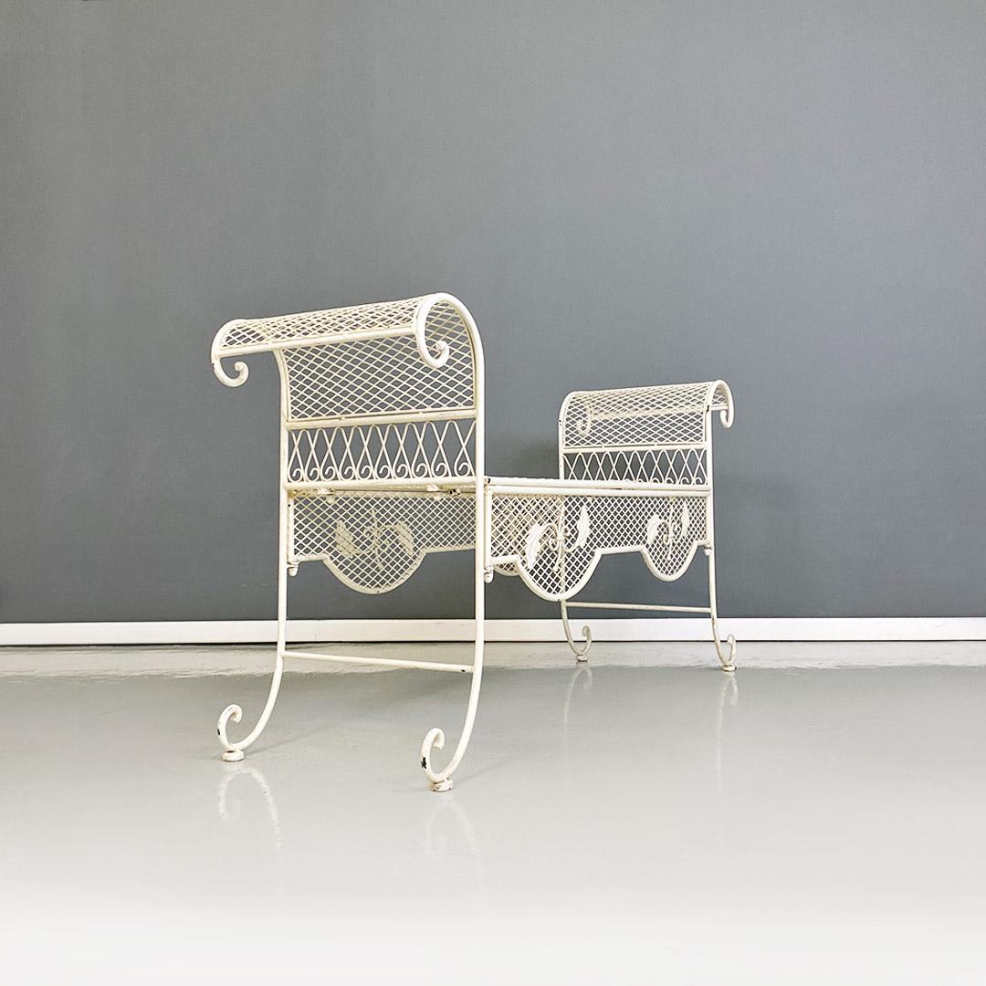Italian Mid-Century Modern Classic White Iron Outdoor Bench, 1960s For Sale 1