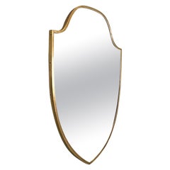 Italian Mid-Century Modern Coat-of-arms Brass Wall Mirror, 1950s