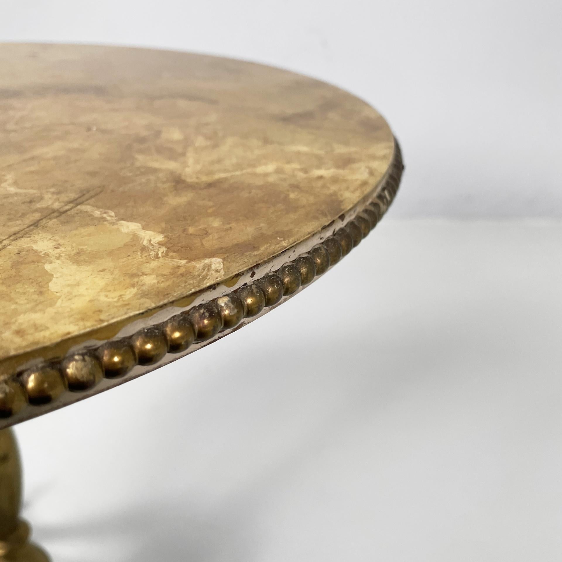 Italian mid-century modern coffe table in brass wood with marble effect, 1960s en venta 7