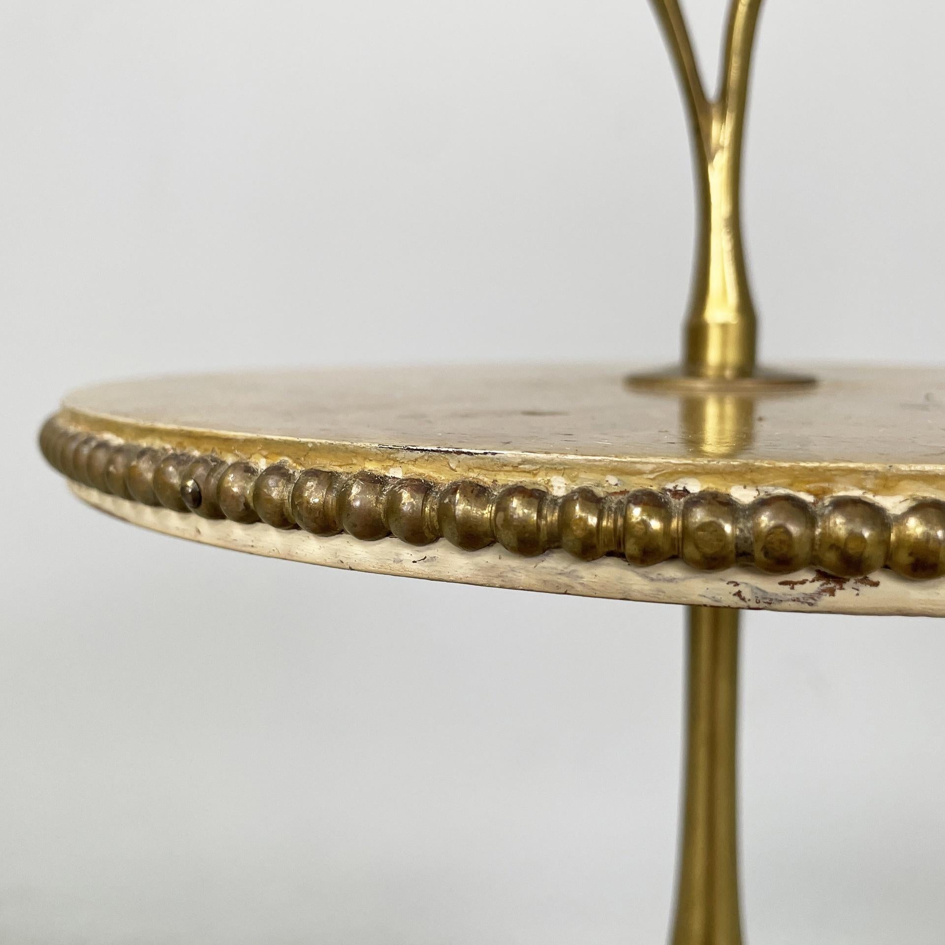 Italian mid-century modern coffe table in brass wood with marble effect, 1960s en venta 1