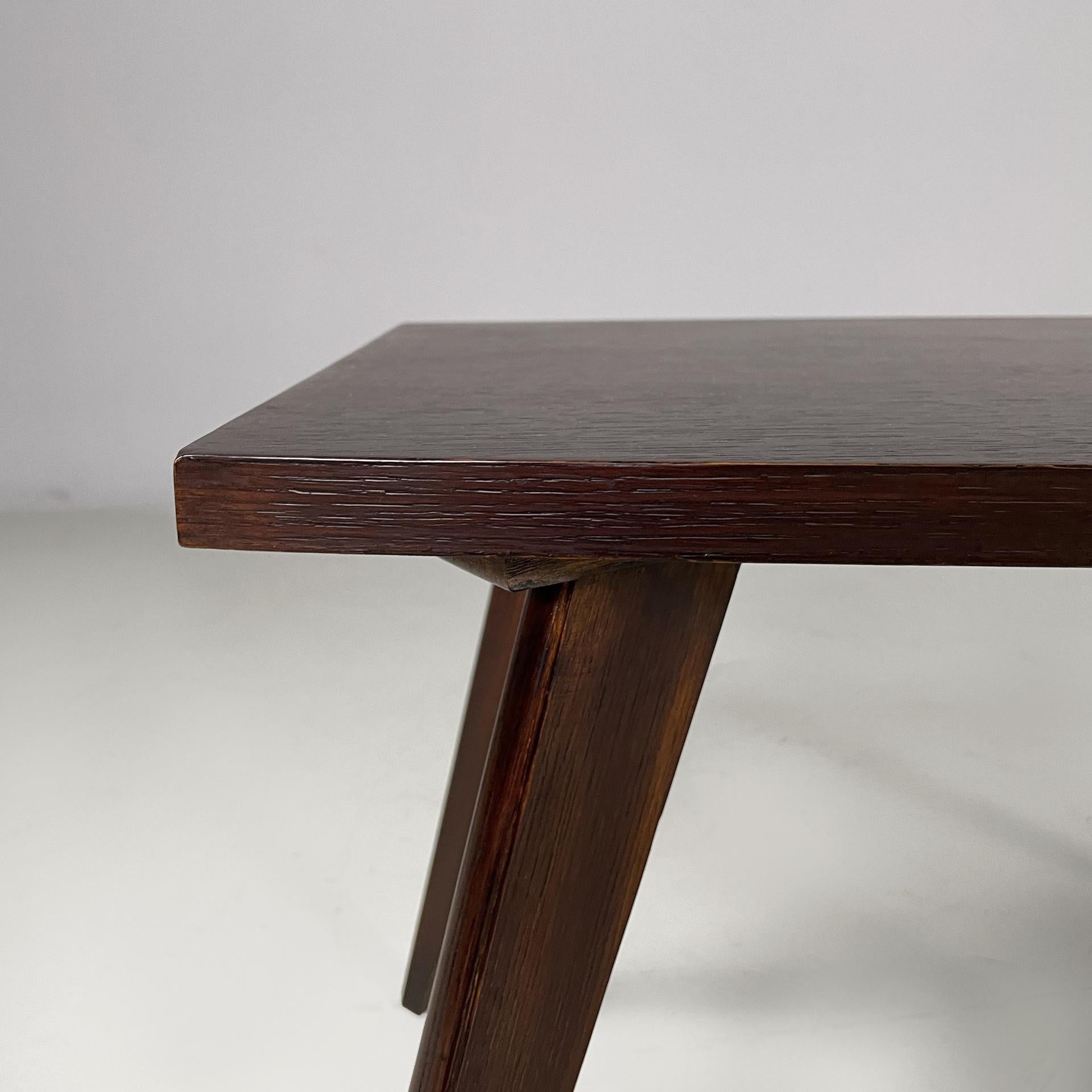 Wood Italian mid-century modern coffe table in dark wood, 1960s For Sale