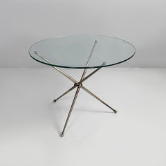 Italian mid-century modern coffe table in glass and burnished metal, 1960s