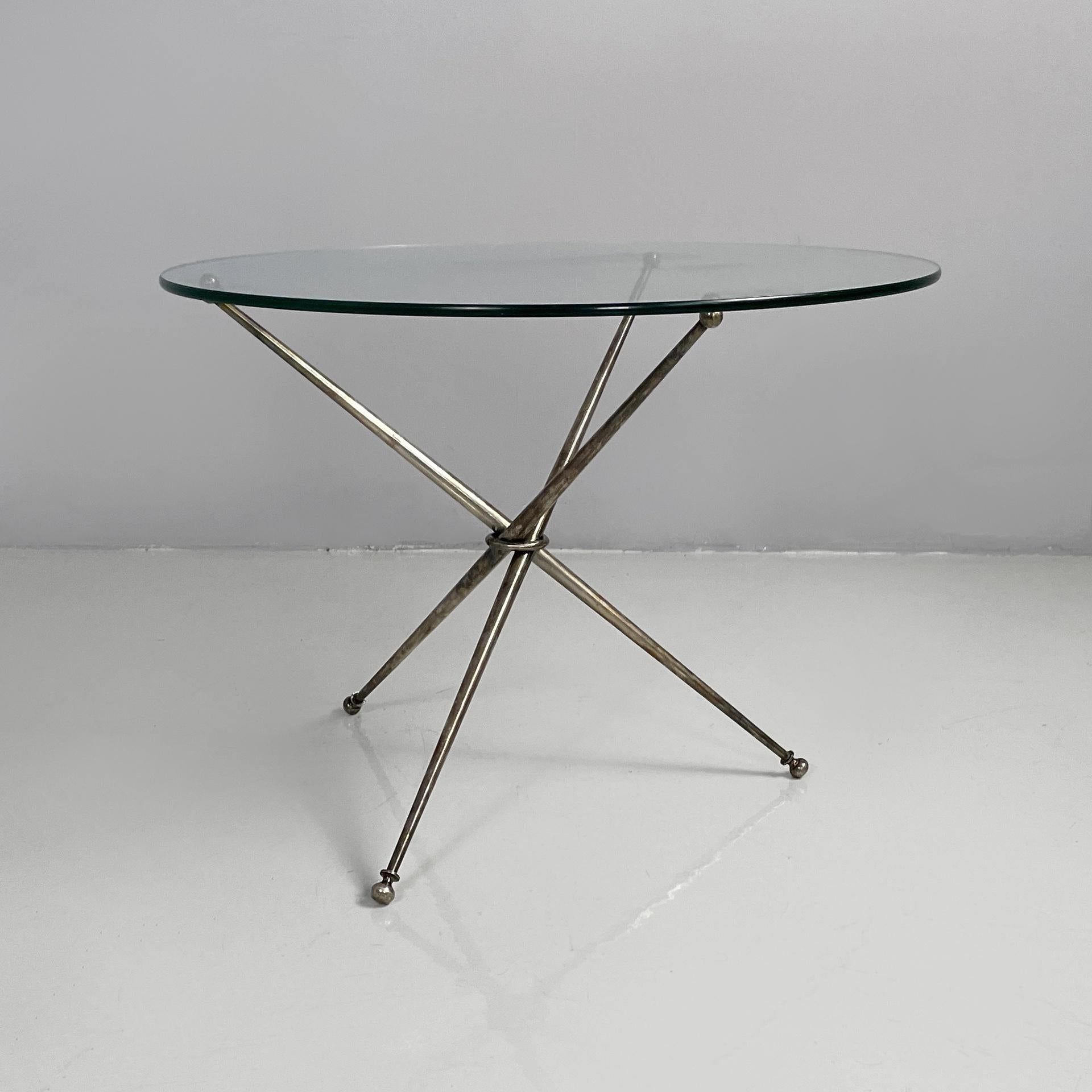 Mid-Century Modern Table basse moderne italienne du milieu du siècle en verre et métal bruni, années 1960 en vente