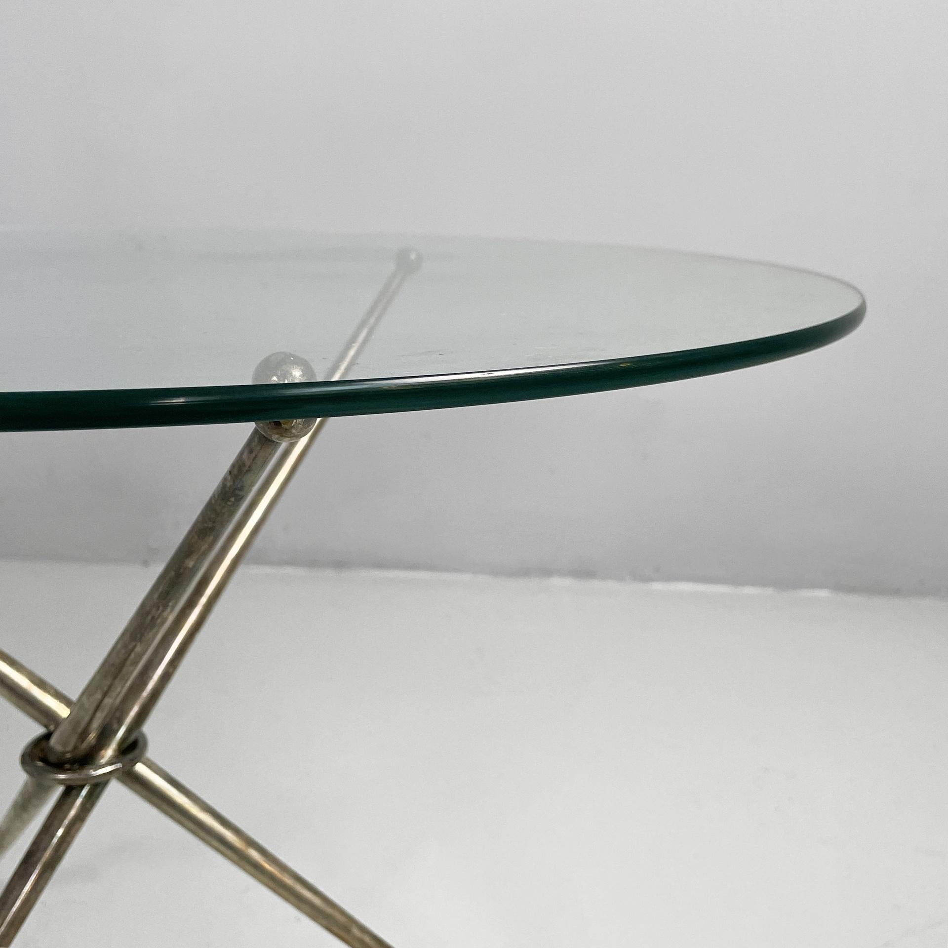 Table basse moderne italienne du milieu du siècle en verre et métal bruni, années 1960 en vente 2