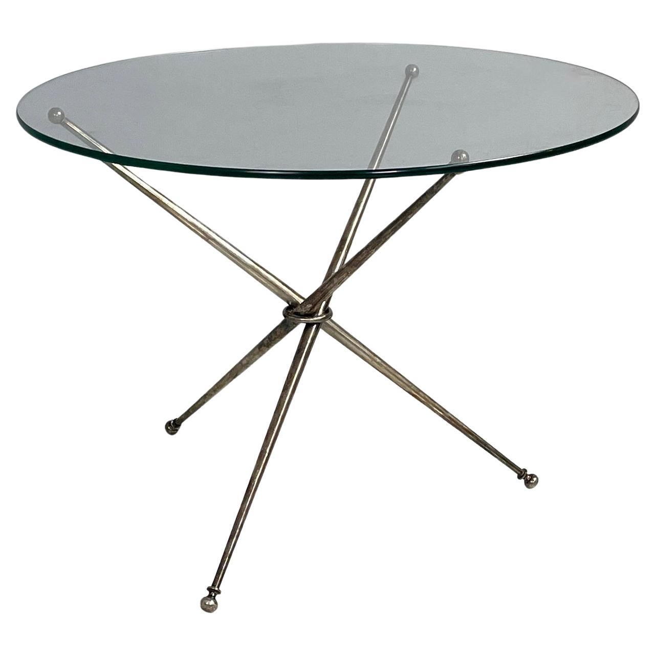 Table basse moderne italienne du milieu du siècle en verre et métal bruni, années 1960