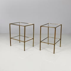 Italian mid-century modern coffe tables in brass and glass, 1960s