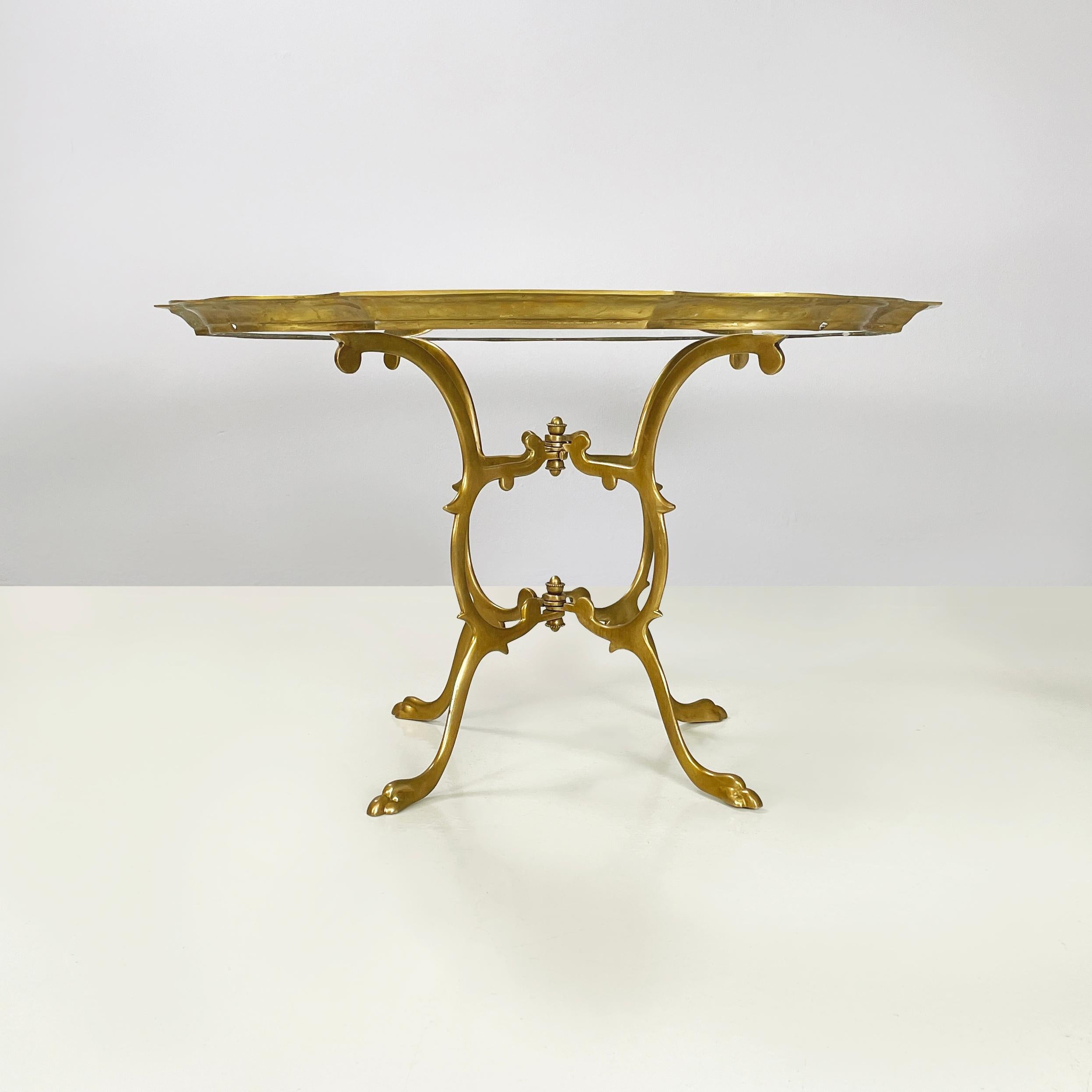 Italian mid-century modern Coffee table in glass and brass, 1960s In Good Condition For Sale In MIlano, IT