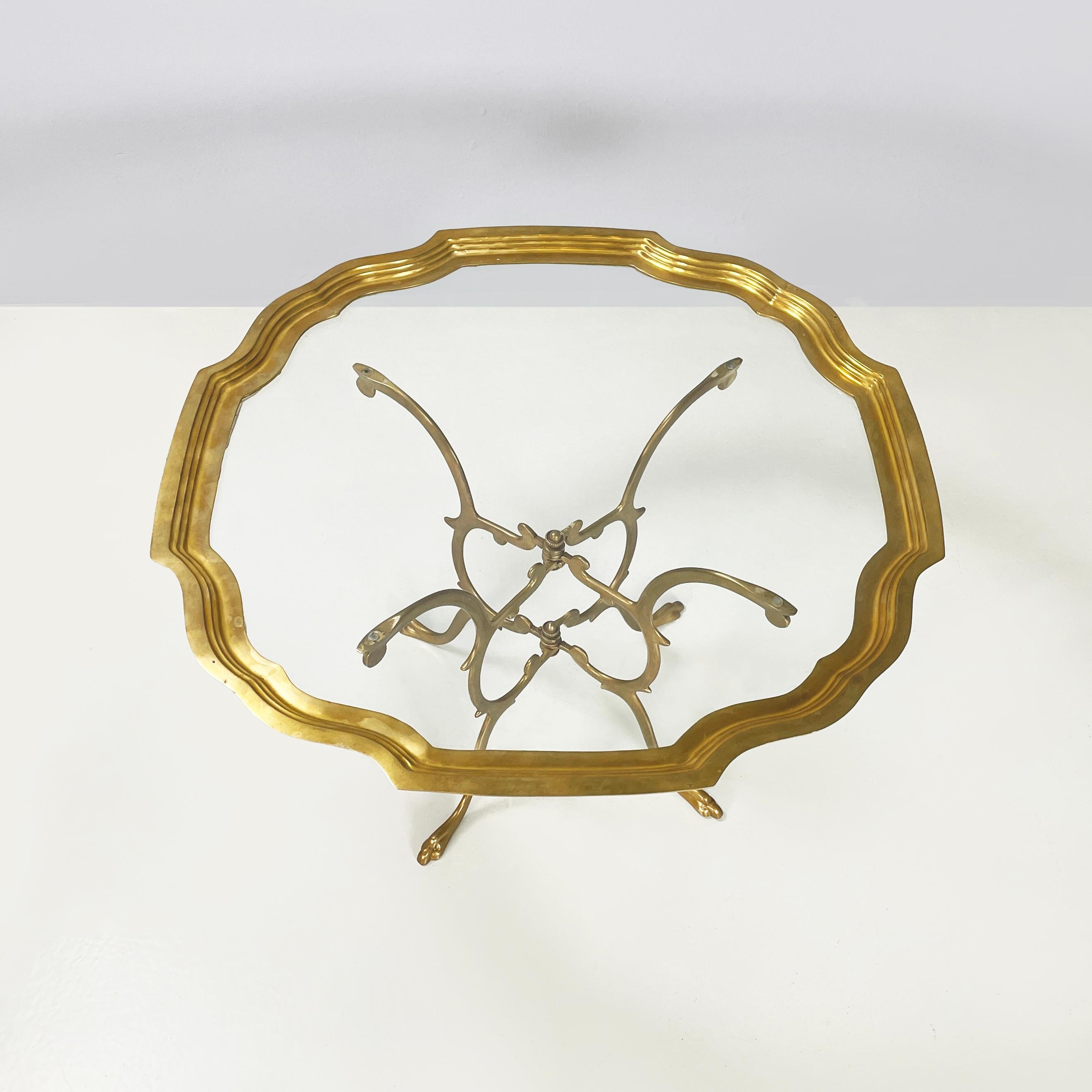 Mid-20th Century Italian mid-century modern Coffee table in glass and brass, 1960s For Sale