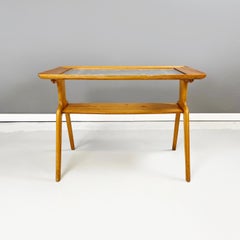 Italian mid-century modern coffee table in wood and decorated glass, 1950s