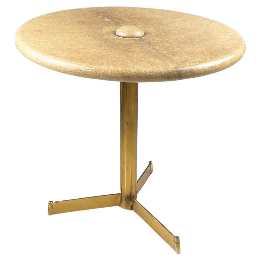 Italian Mid-Century Coffee Table in Wood, Parchment Brass by Aldo Tura, 1960s