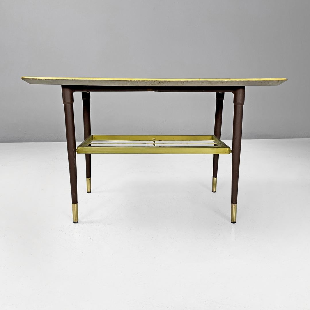 Mid-Century Modern Italian mid-century modern coffee table with green marble effect wood top, 1960s For Sale